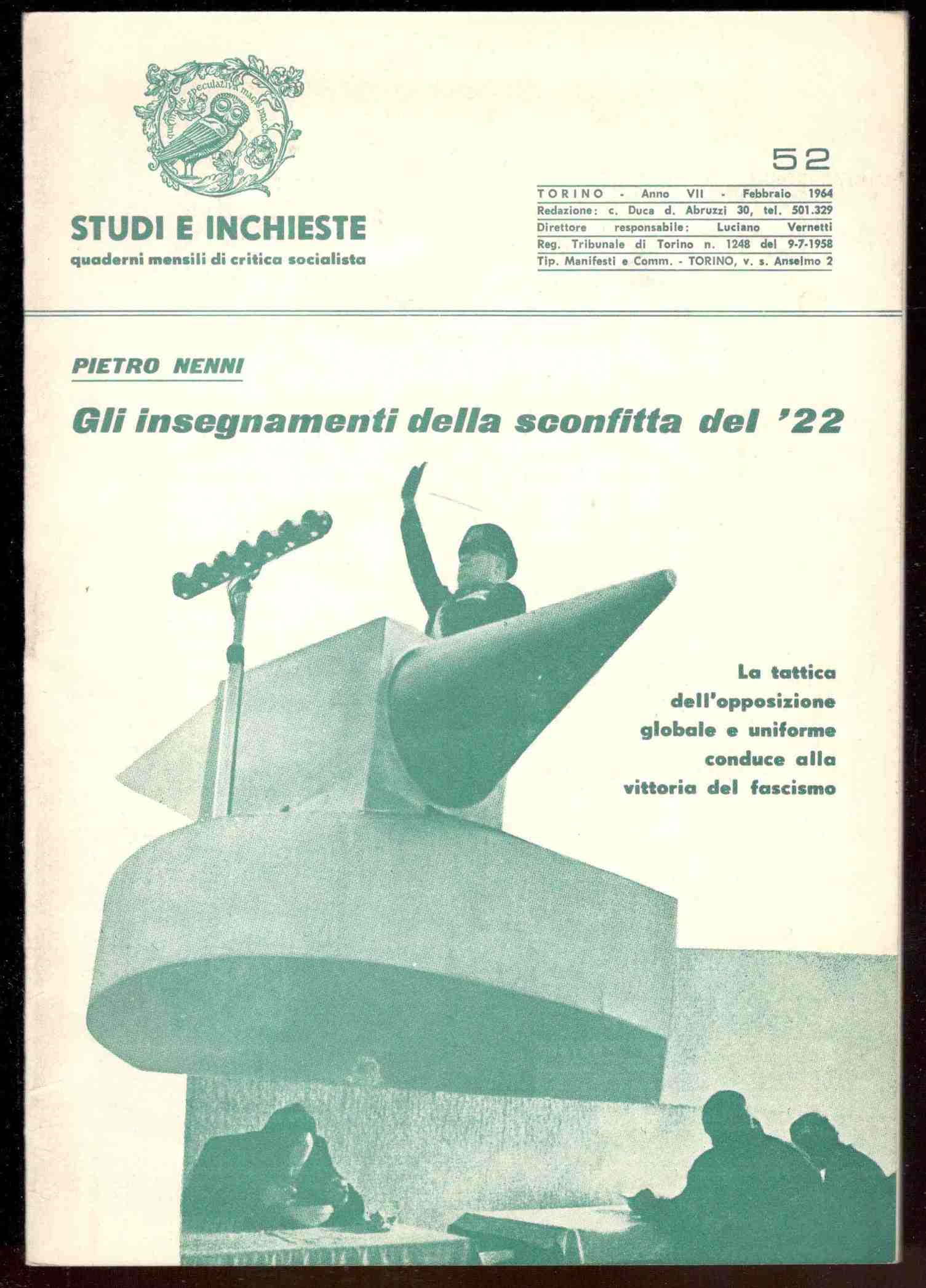 Gli insegnamenti della sconfitta del '22. Rivista Studi e inchieste. …