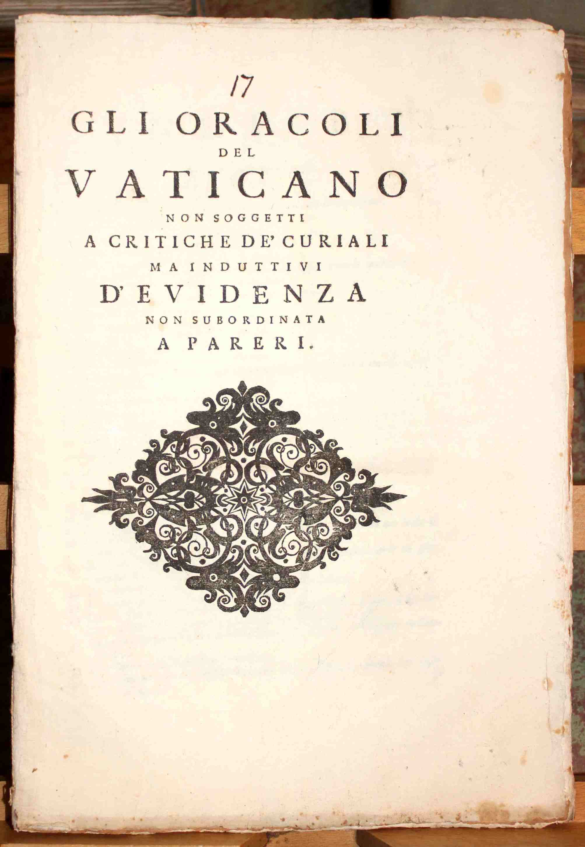Gli oracoli del vaticano non soggetti a critiche de' curiali …
