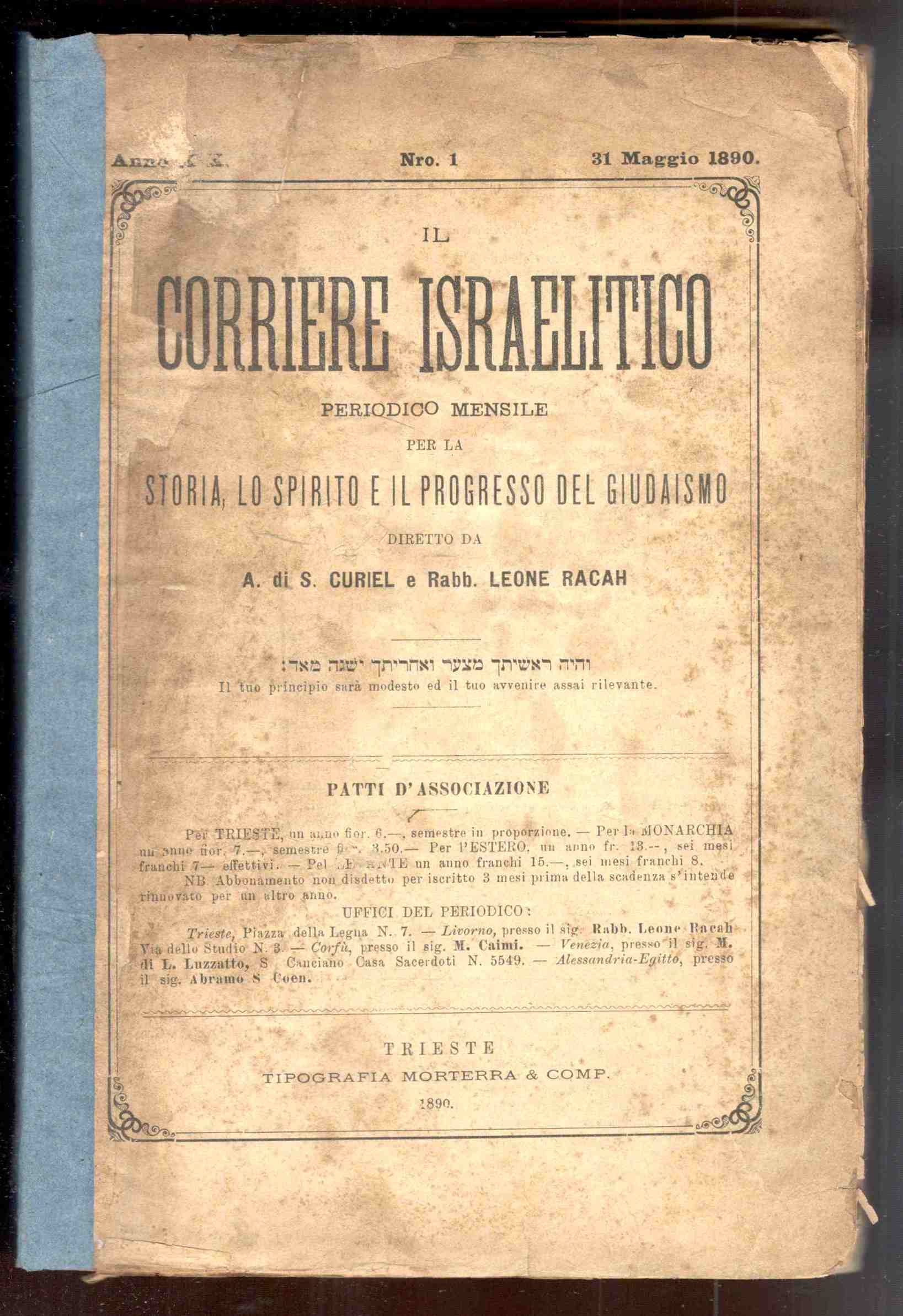 Il corriere israelitico. Periodico mensile per la storia, lo spirito …