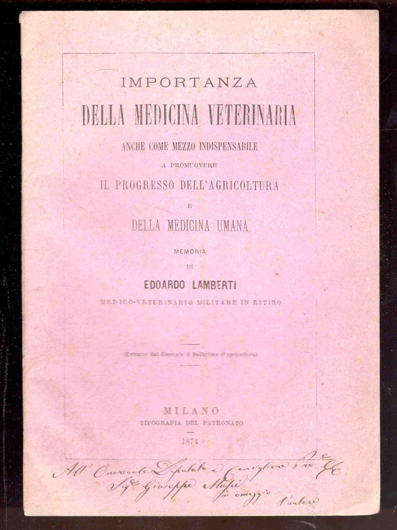 Importanza della medicina veterinaria Anche come mezzo indispensabile a promuovere …