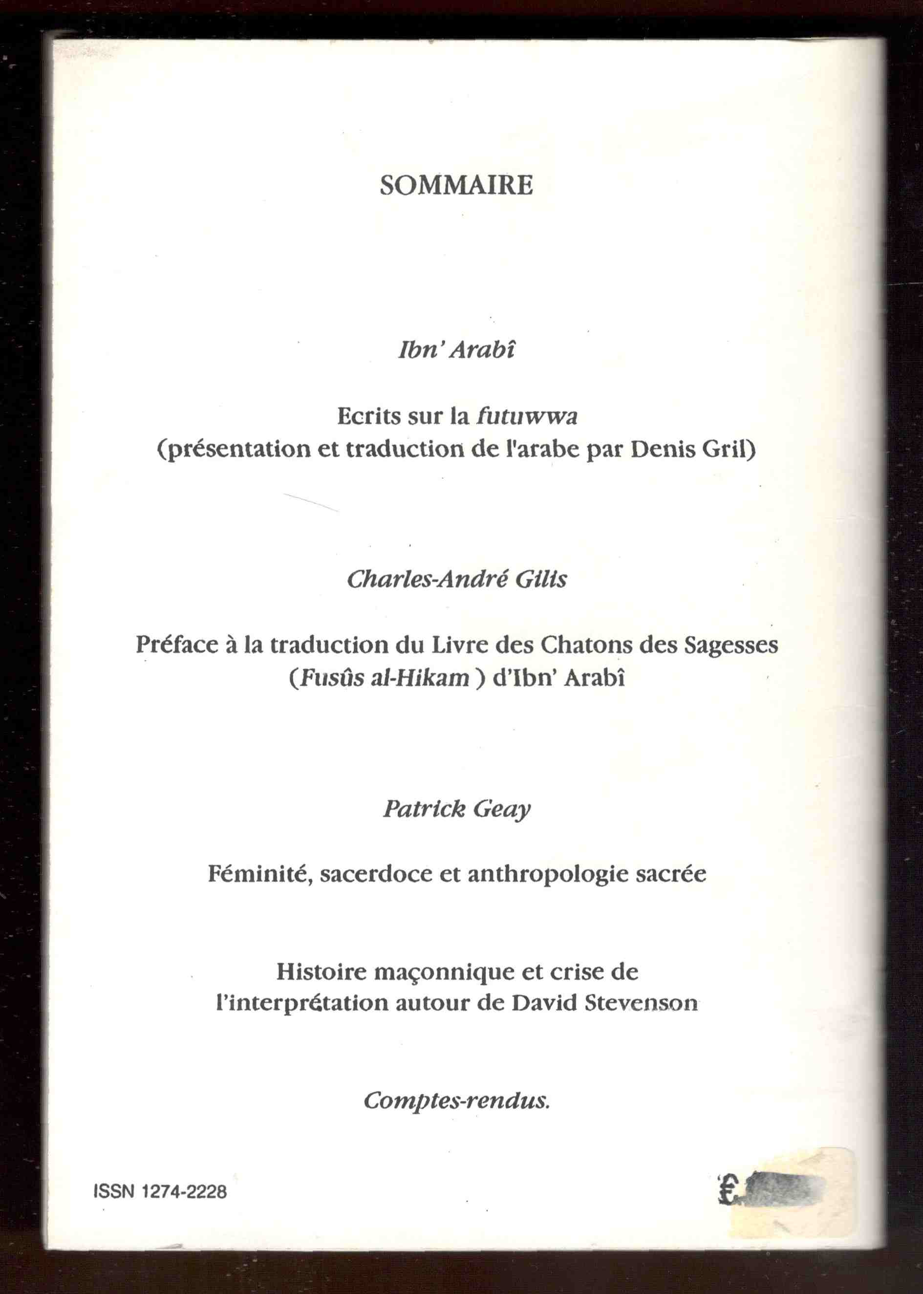 La règle d'Abraham. Revue semestrielle. N. 2. Novembre 1996
