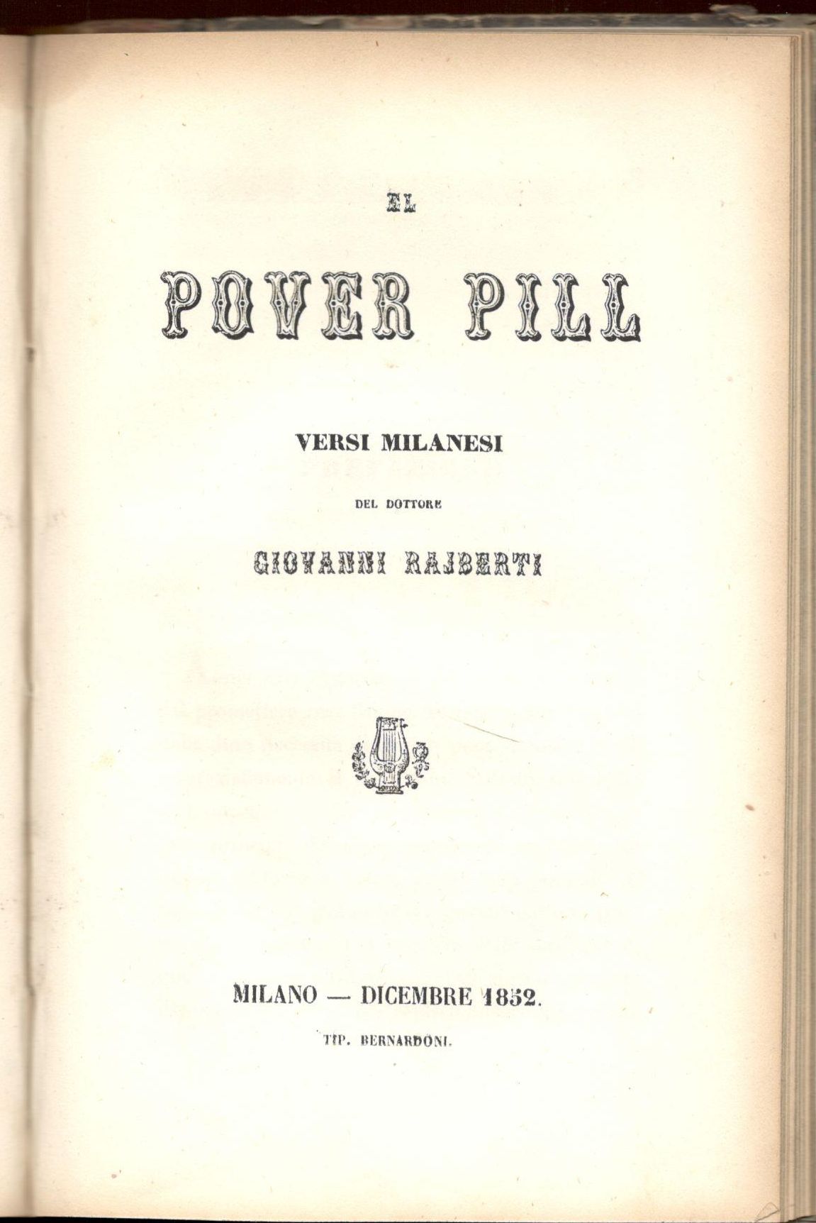 Le strade ferrate. Sestine milanesi. - Fest de Natal. Versi …