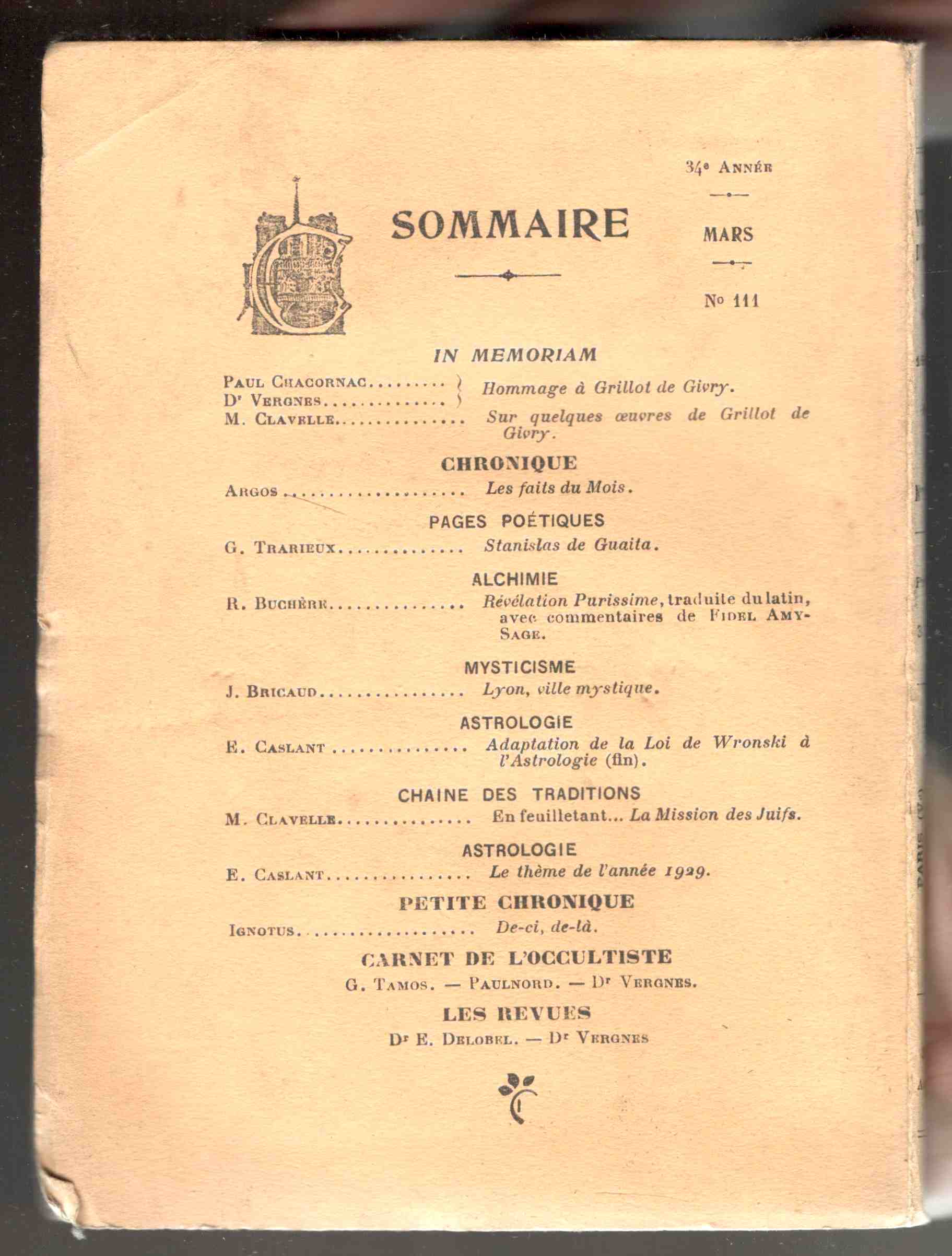 Le Voile d'Isis. Revue Mensuelle de Haute Science. Directeur: Paul …