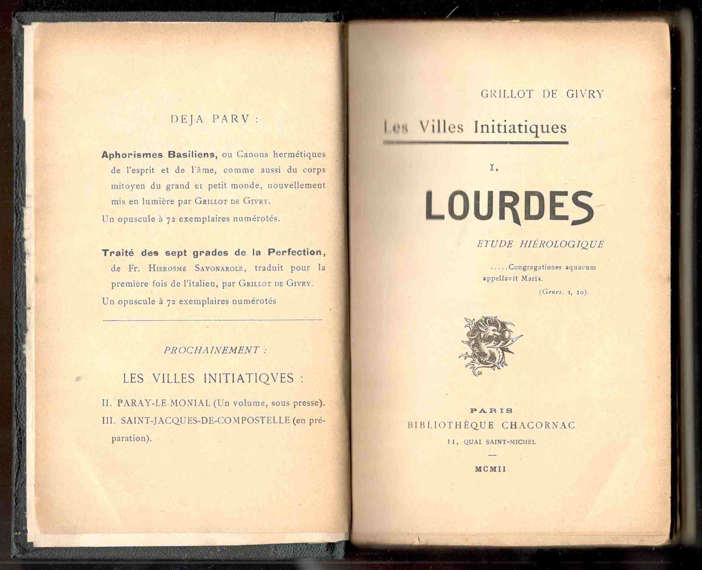Les villes initiatiques. I. Lourdes. Étude hiérologique