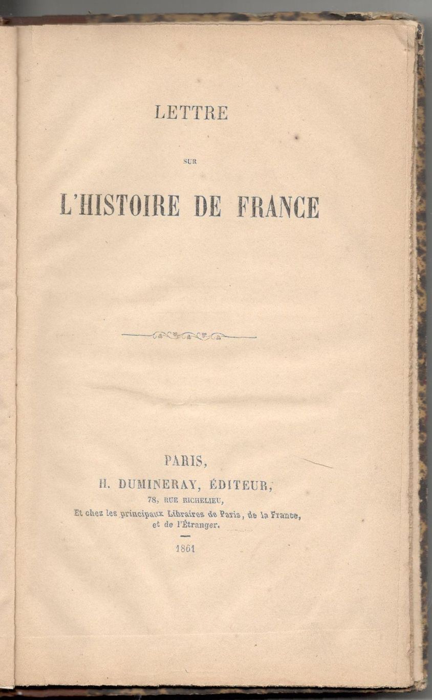 Lettre sur l'histoire de France