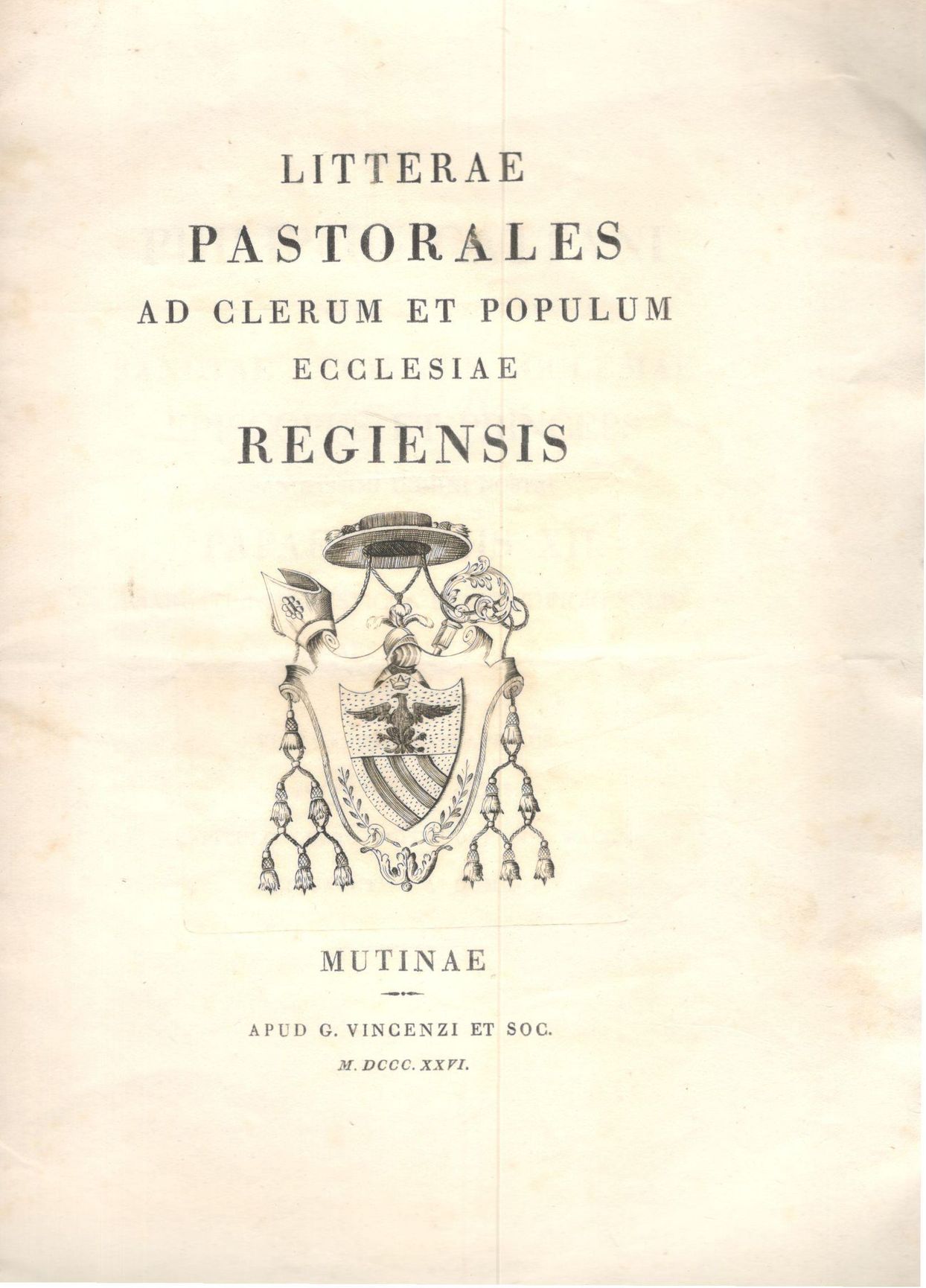 Litterae pastoralis ad clerum et populum ecclesiae regiensis