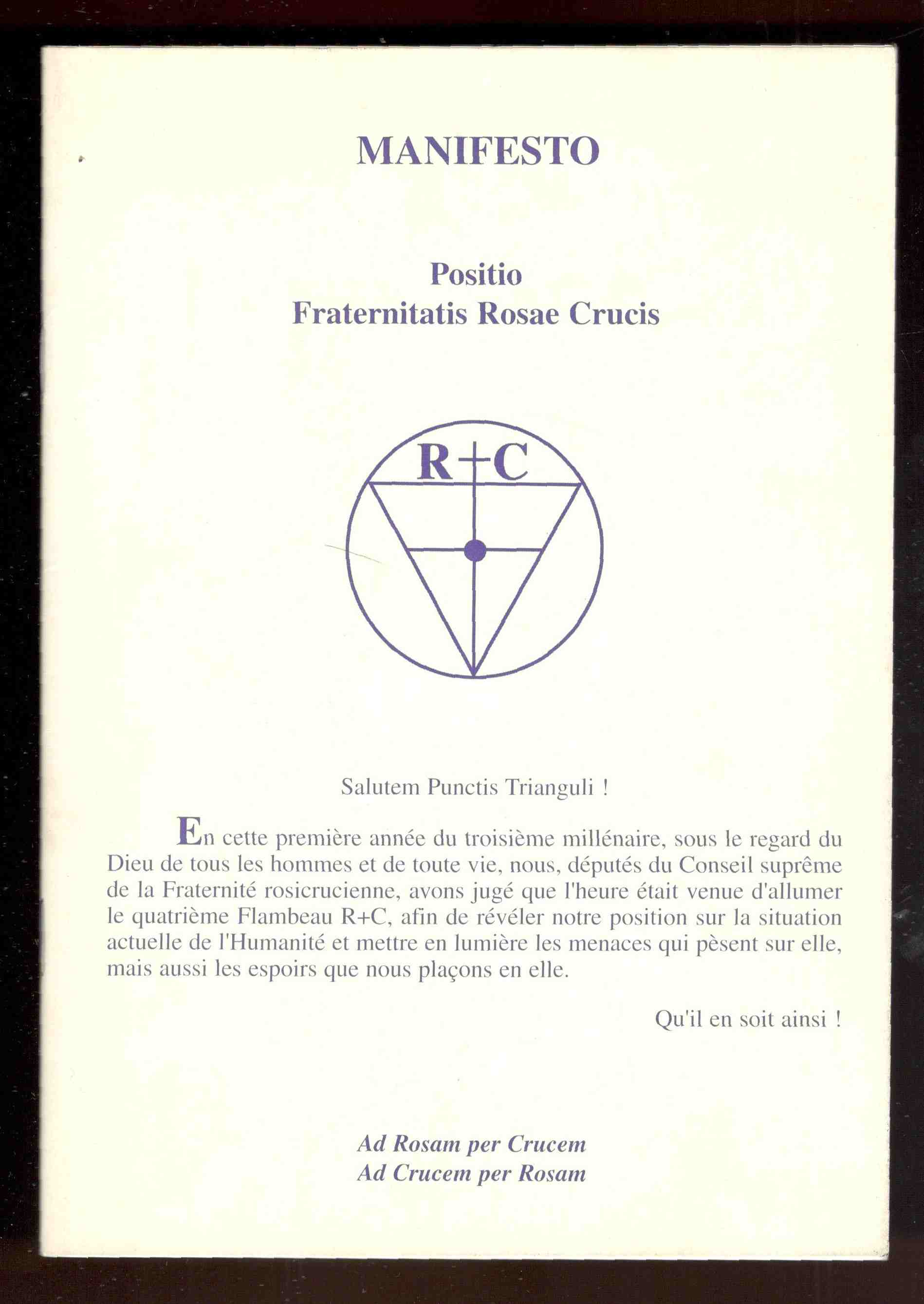 Manifesto. Positio Fraternitatis Rosae Crucis