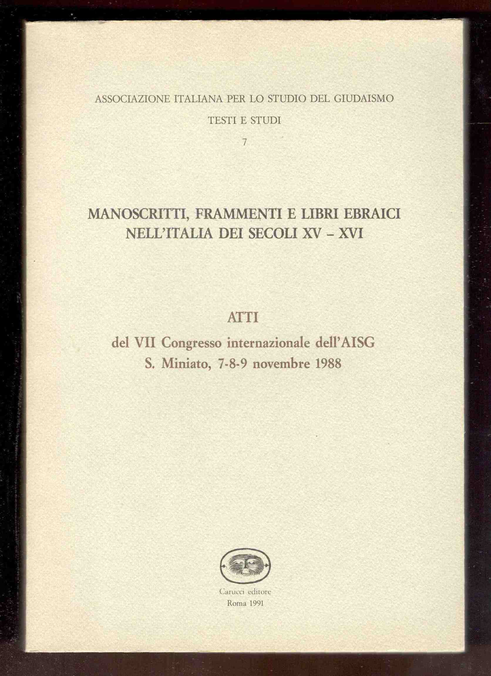 Manoscritti, frammenti e libri ebraici nell'Italia dei secoli XV - …