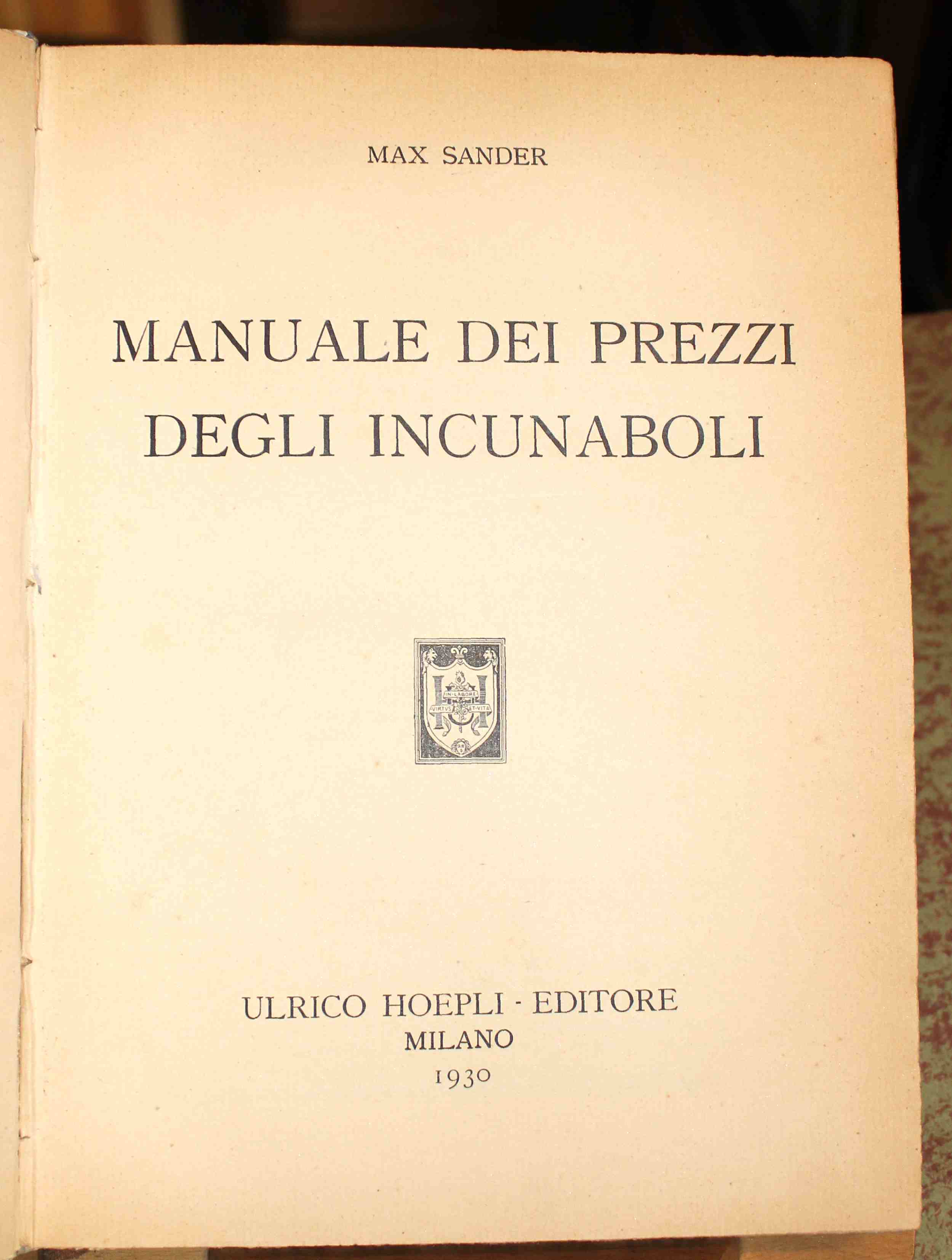 Manuale dei prezzi degli incunaboli