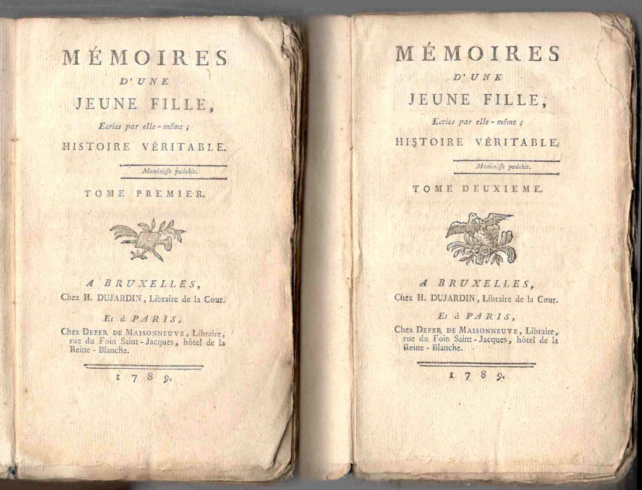 Mémoires d'une jeune fille, Ecrits par elle-meme; Histoire véritable. (Due …