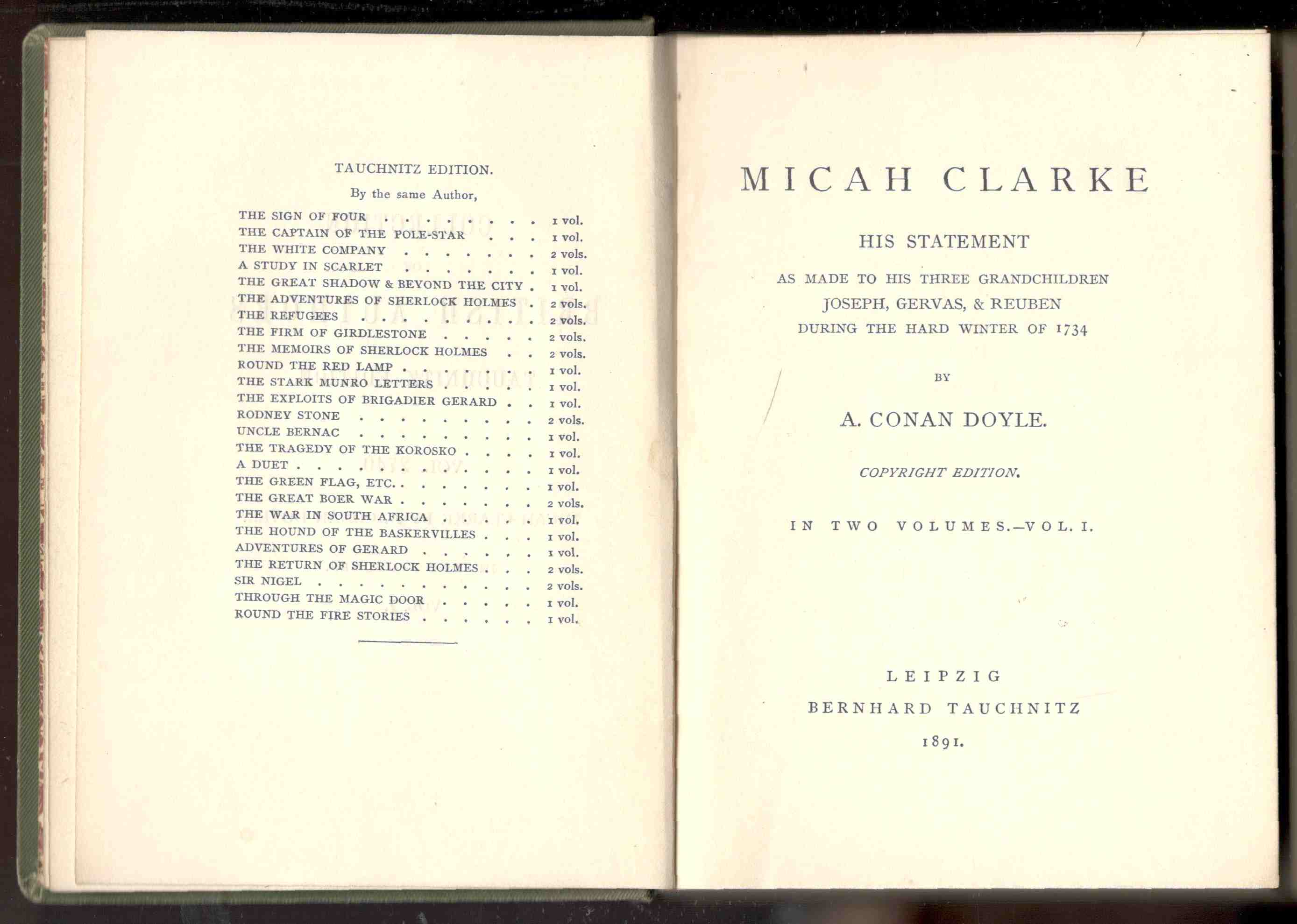 Micah Clarke. His statement as made to his three grandchildren …