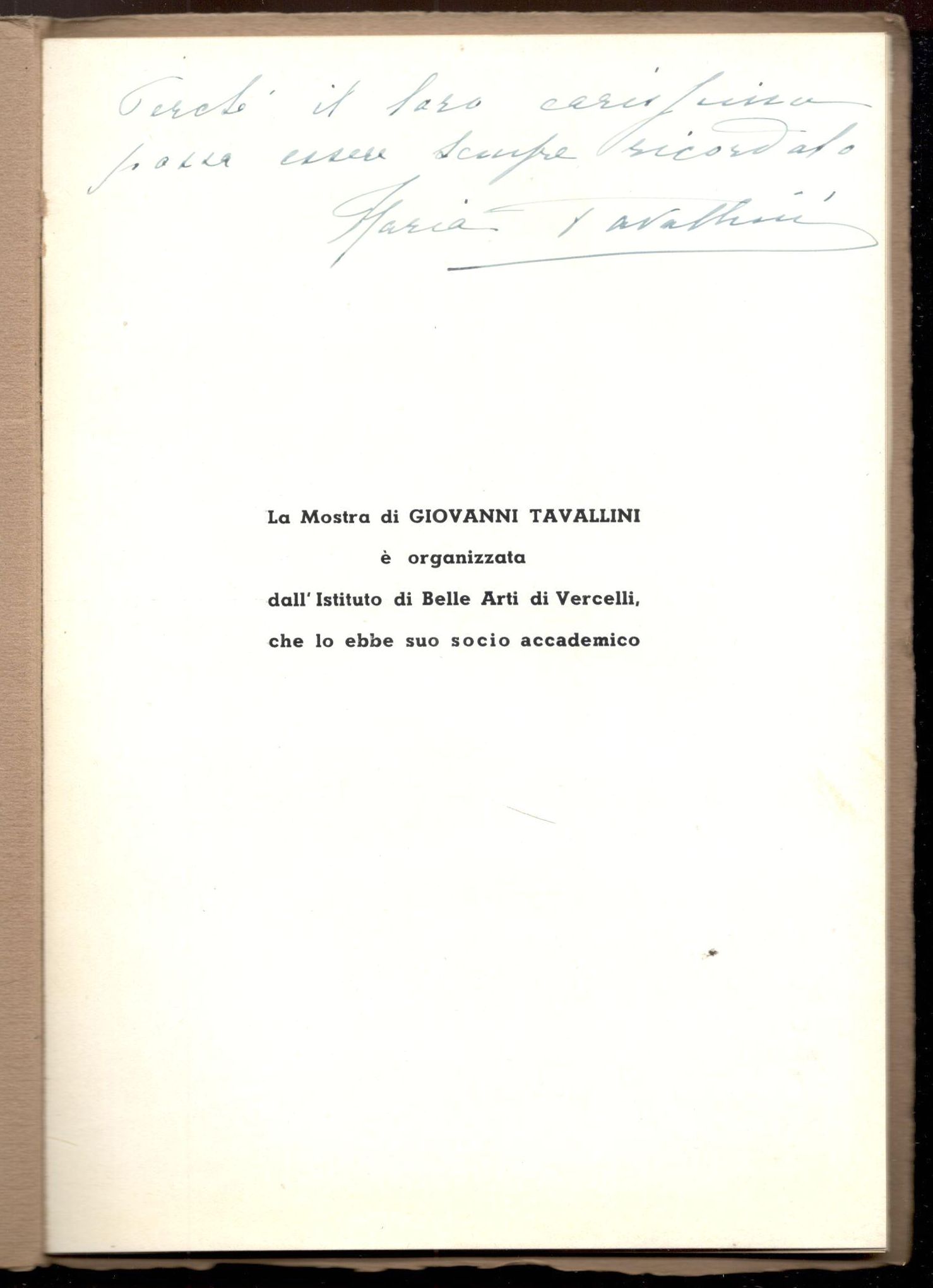 Mostra retrospettiva del Pittore Giovanni Tavallini. Catalogo