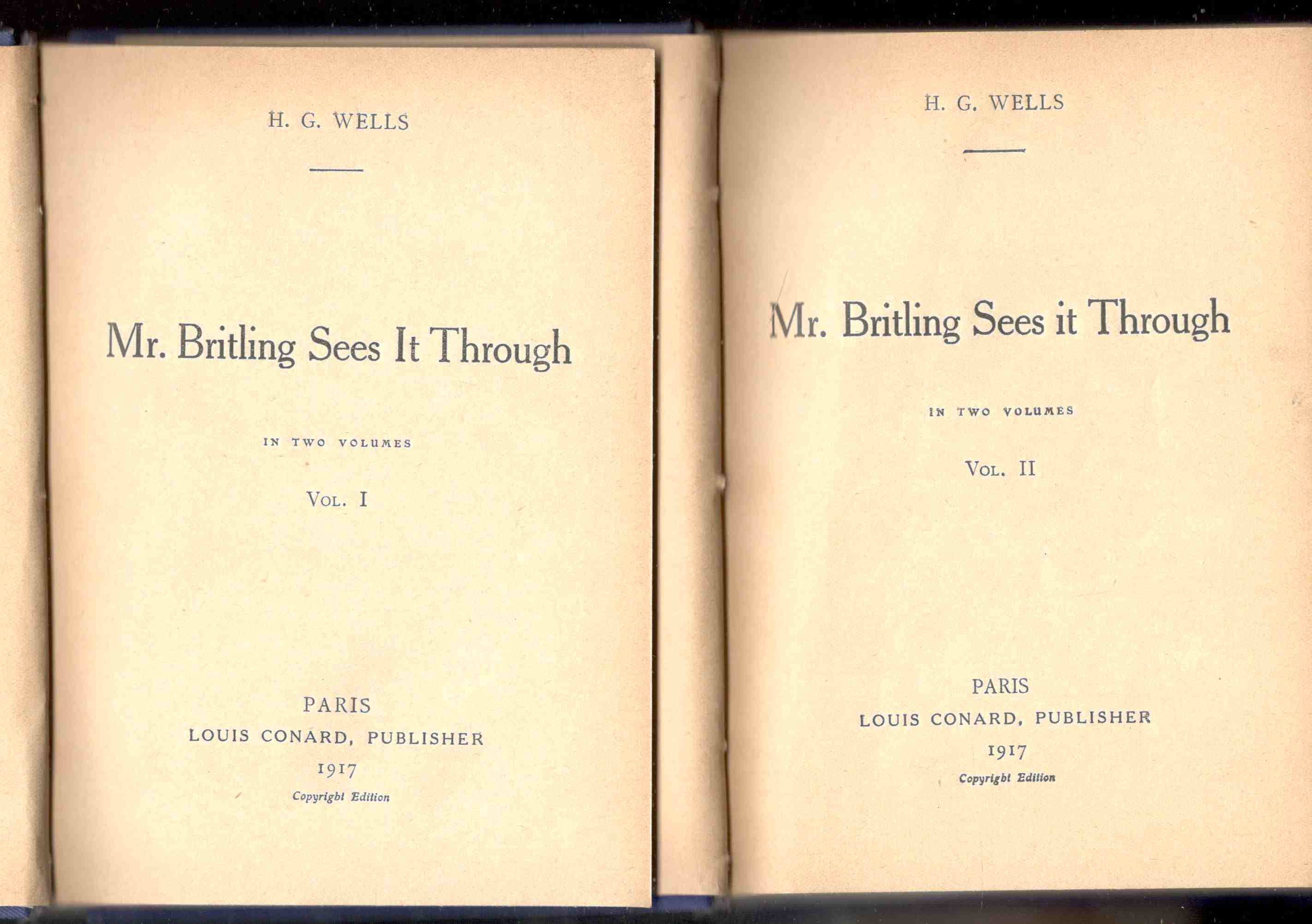 Mr. britling sees it through. In two volumes. (Due volumi)