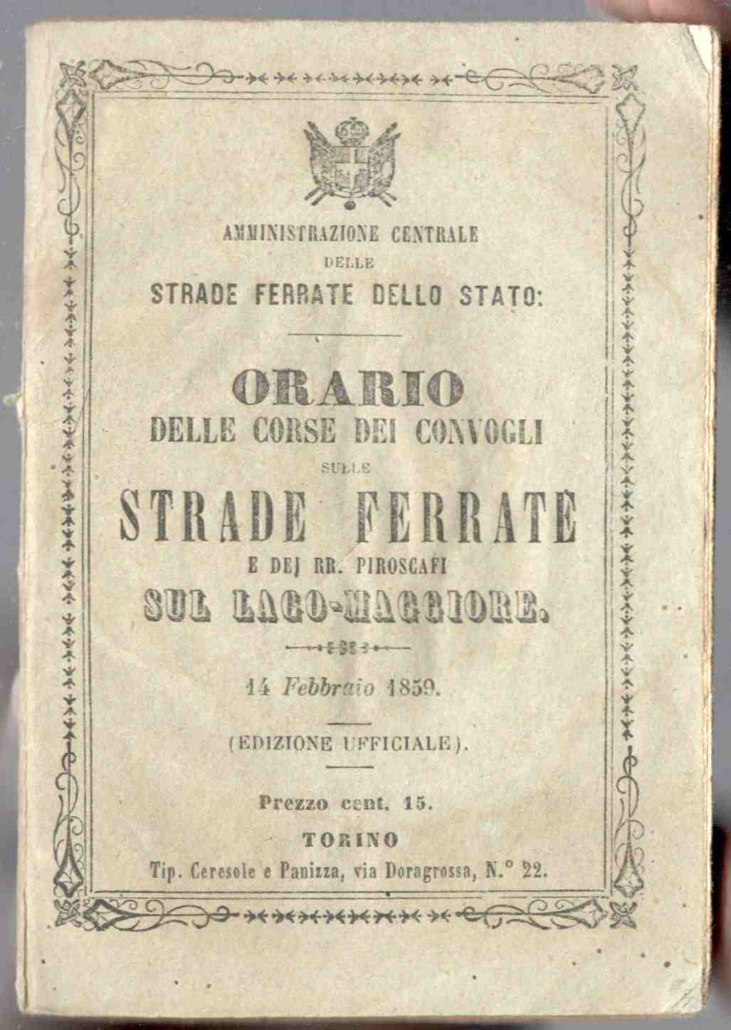 Orario delle corse dei convogli sulle strade ferrate e dei …
