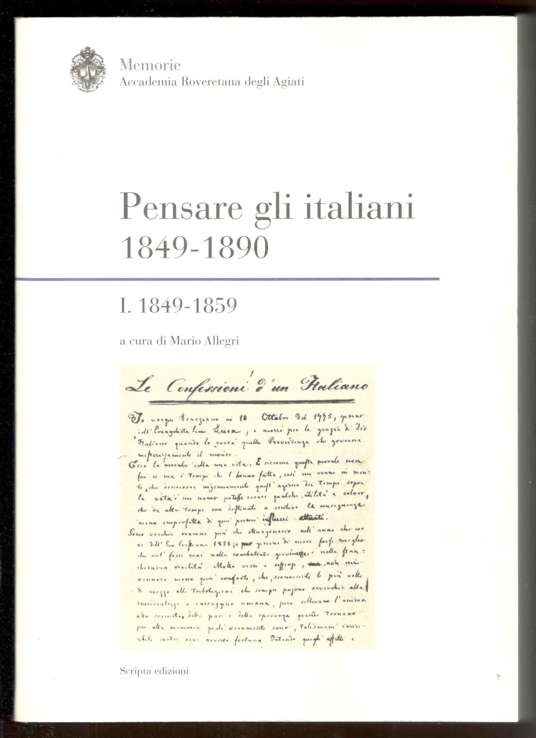 Pensare gli italiani 1849-1890. Parte I. 1849-1859