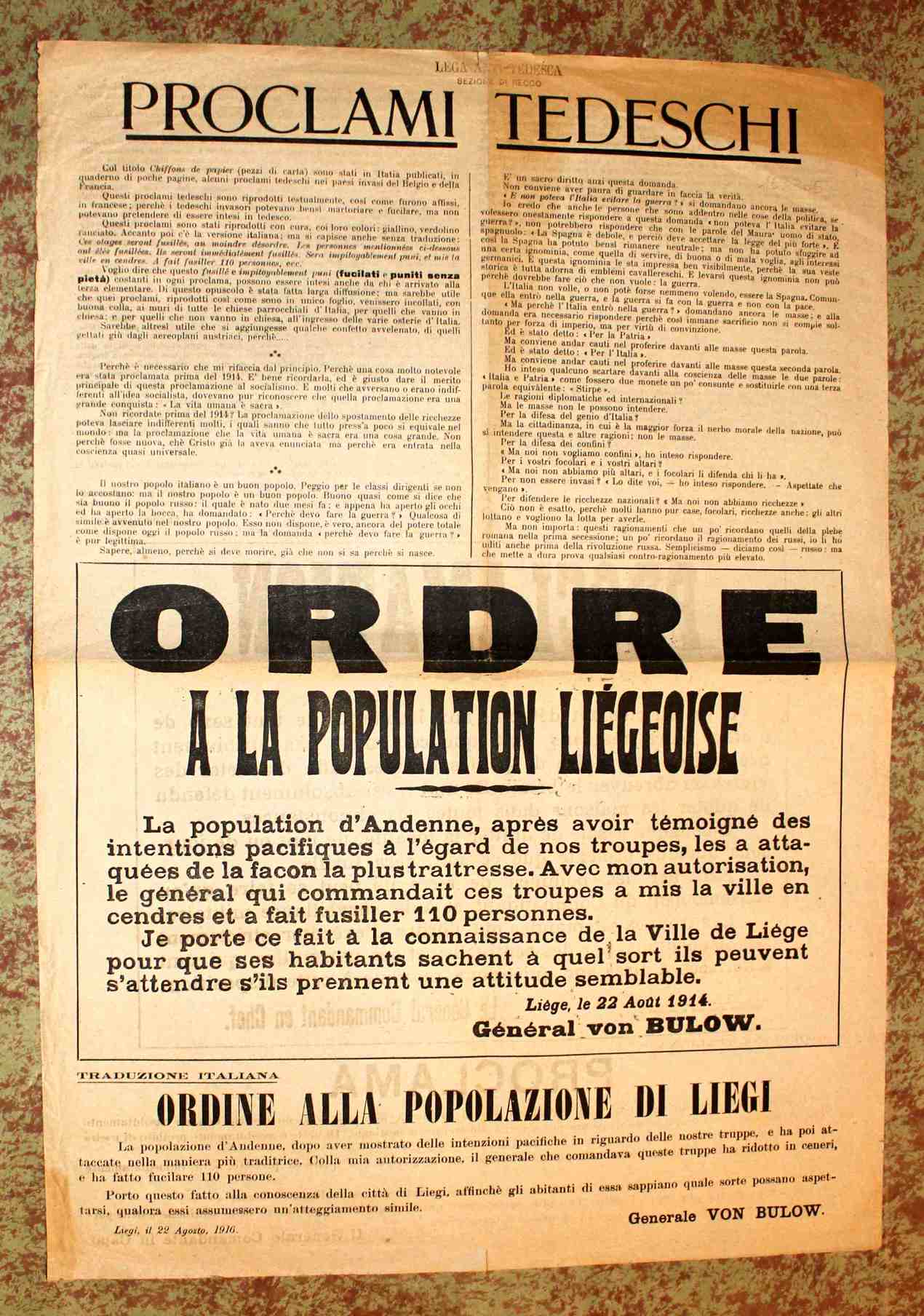 Proclami tedeschi. Manifesto originale di propaganda