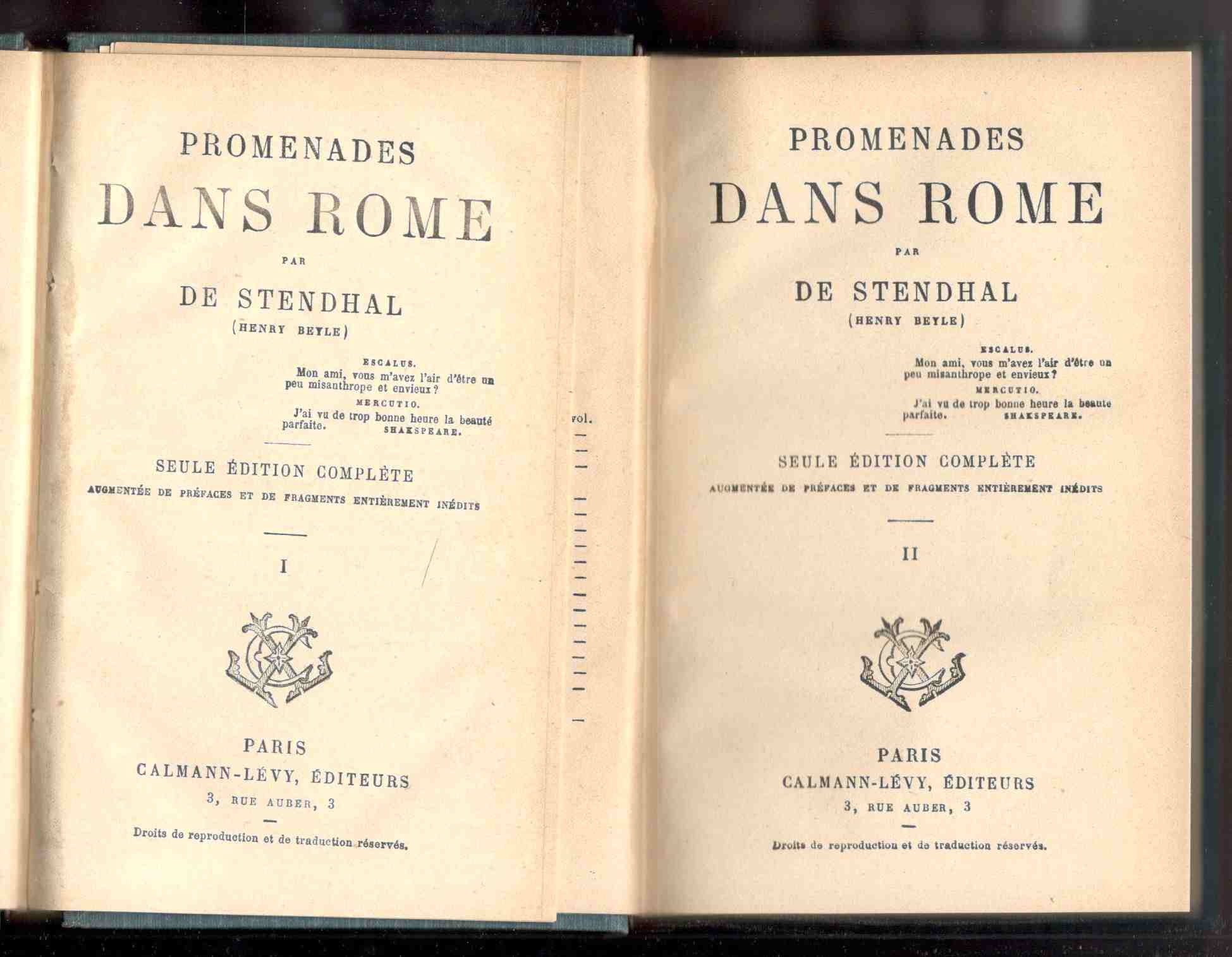 Promenades dans Rome. Seule édition complète augmentée de préfaces et …