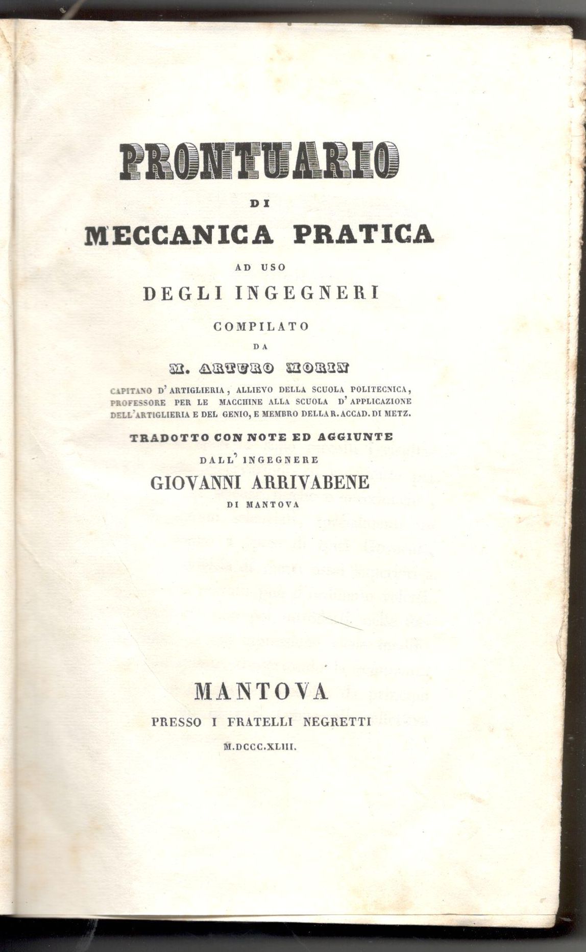 Prontuario di meccanica pratica ad uso degli ingegneri