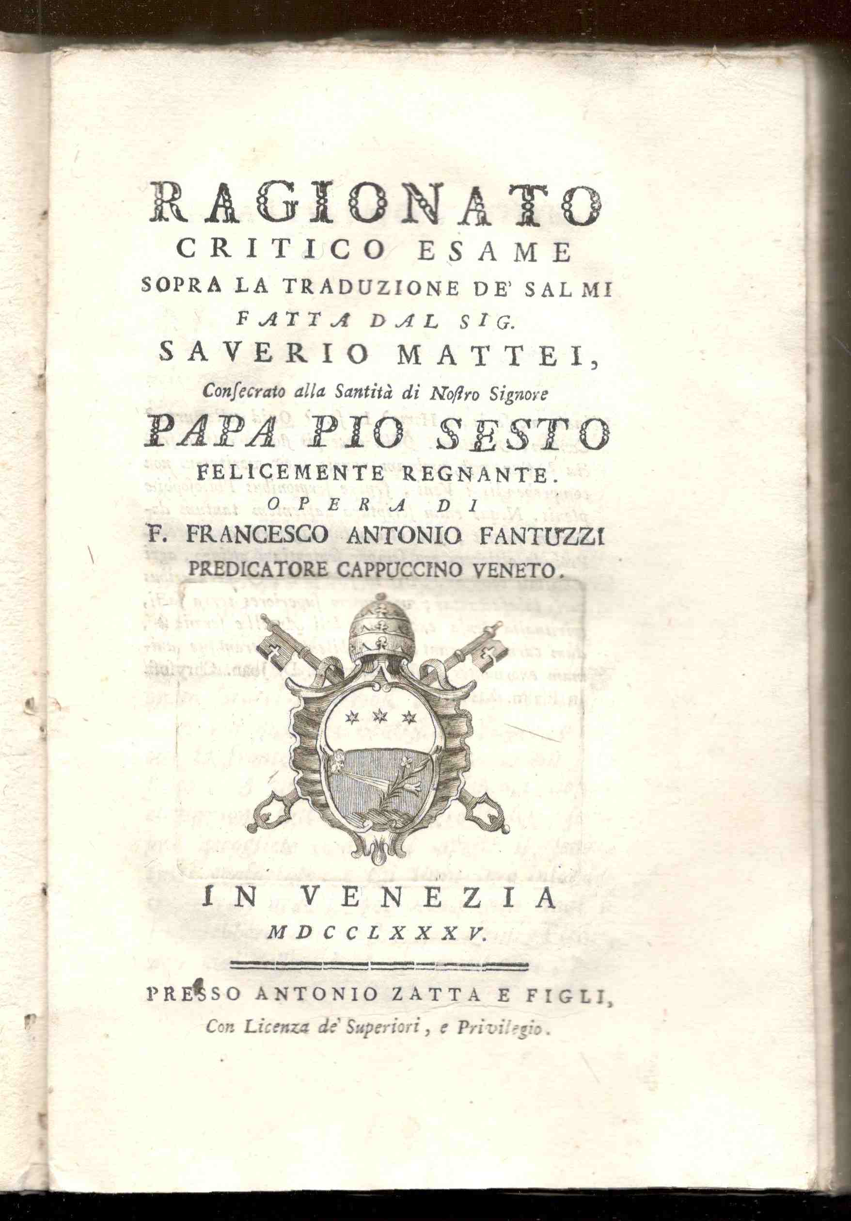 Ragionato critico esame sopra la traduzione dei Salmi fatta dal …