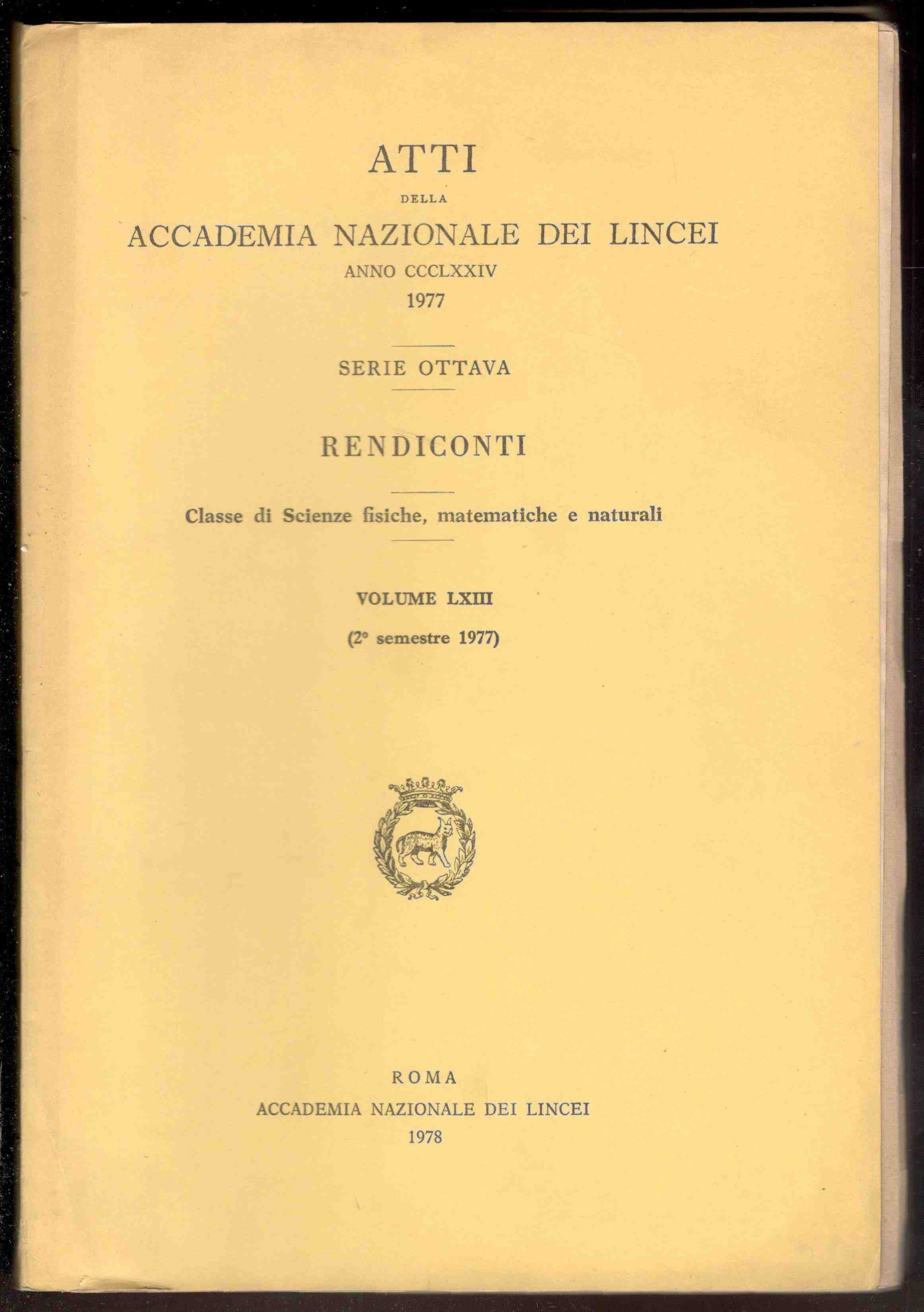 Rendiconti dell'Accademia Nazionale dei Lincei. Scienze fisiche e naturali. Serie …