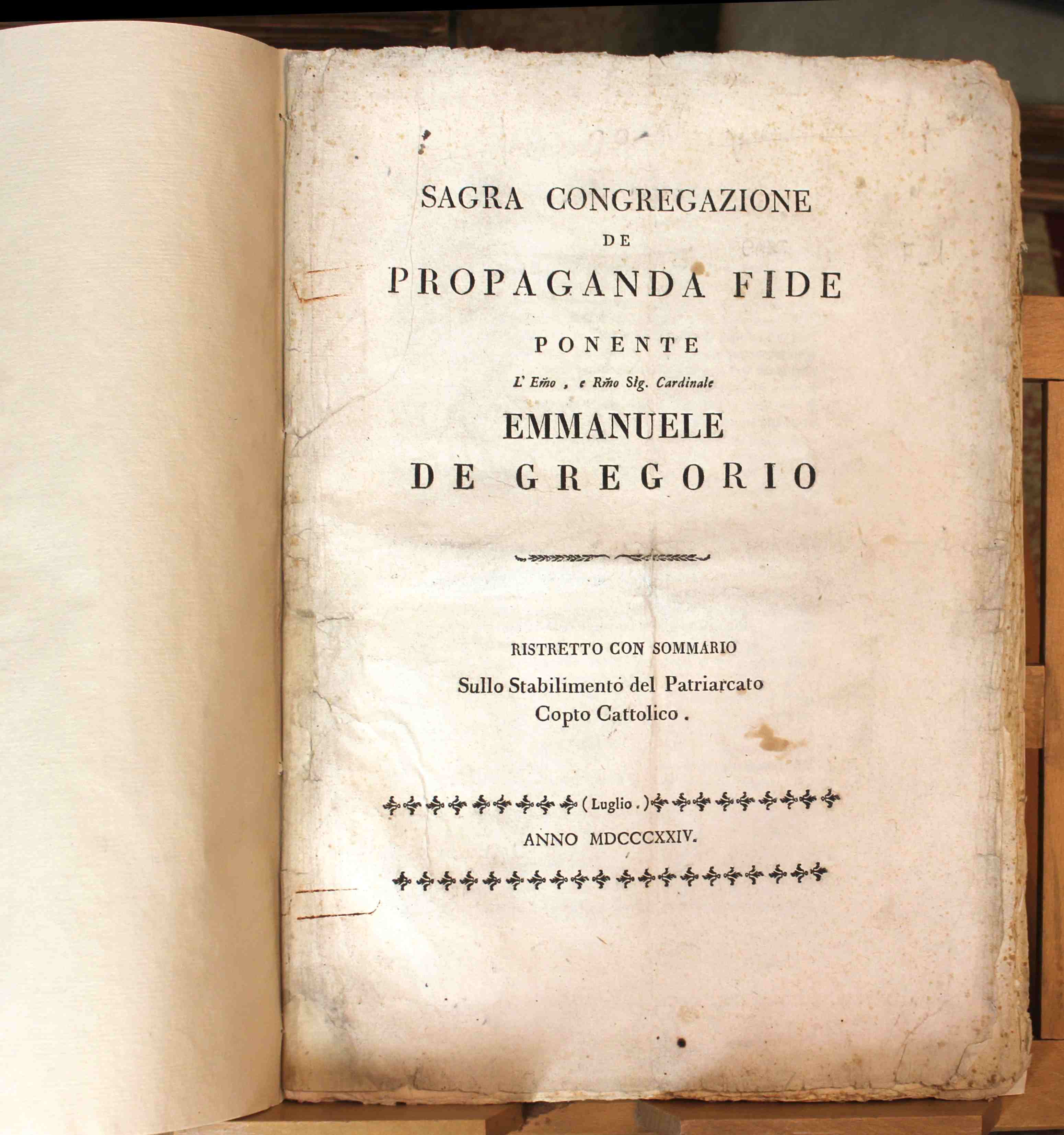 Sagra congregazione de Propaganda Fide ponente l'Eminentissimo, e Reverendissimo sig. …