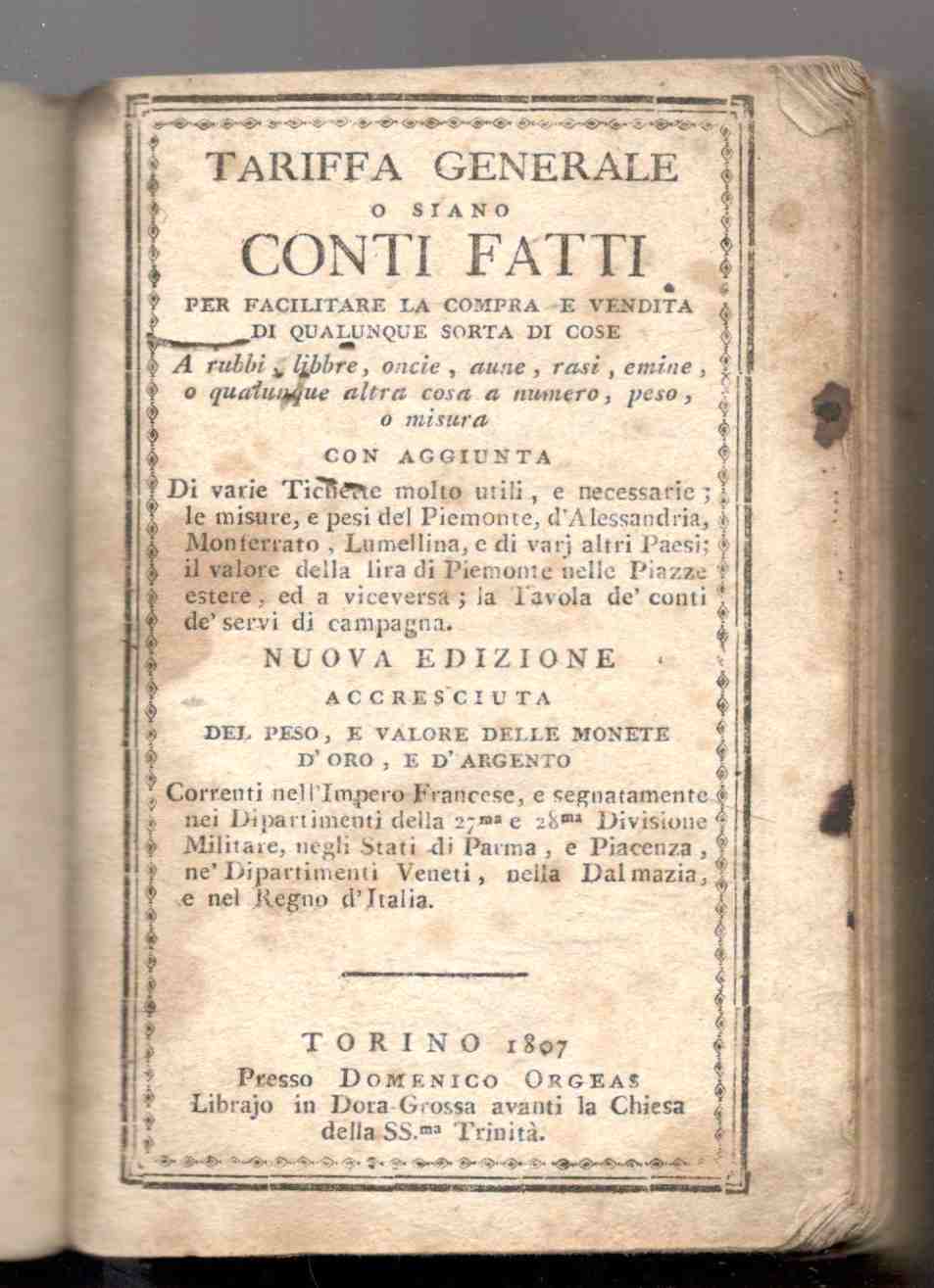 Tariffa generale o siano conti fatti per facilitare la compra …