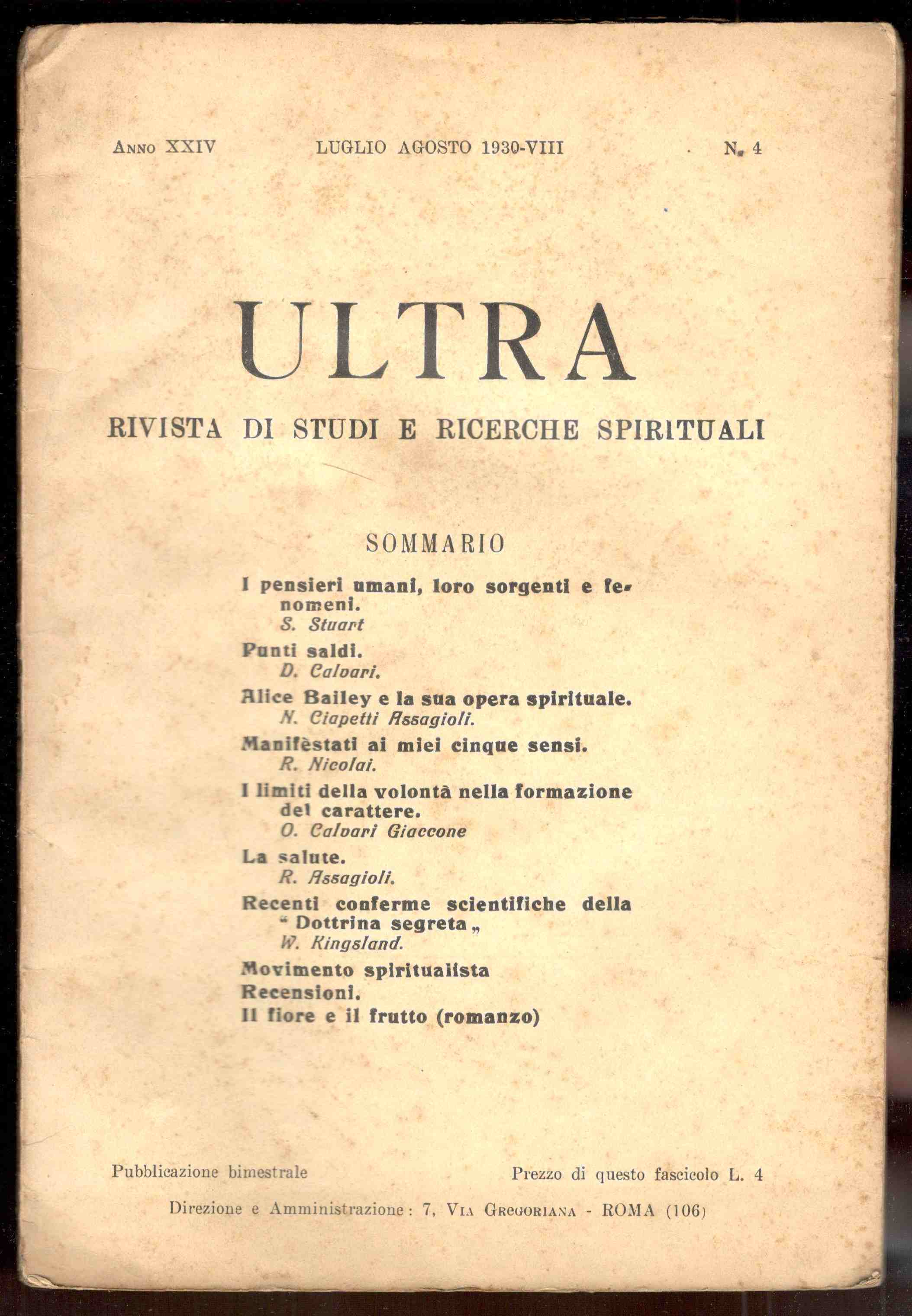 ULTRA. Rivista di studi e di ricerche spirituali. Anno XXIV, …