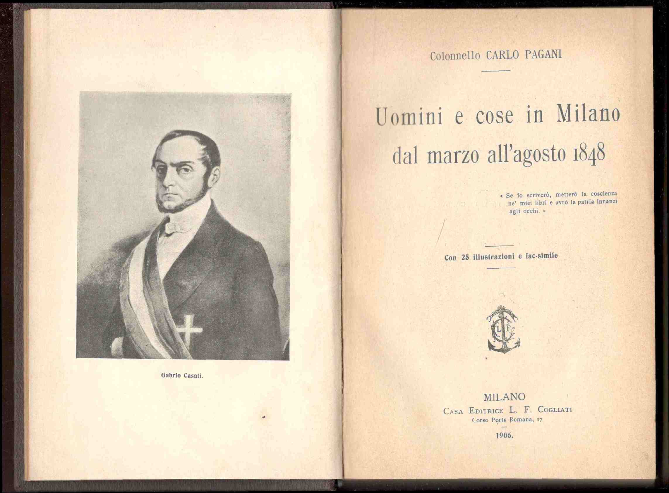 Uomini e cose in Milano dal marzo all'agosto 1848