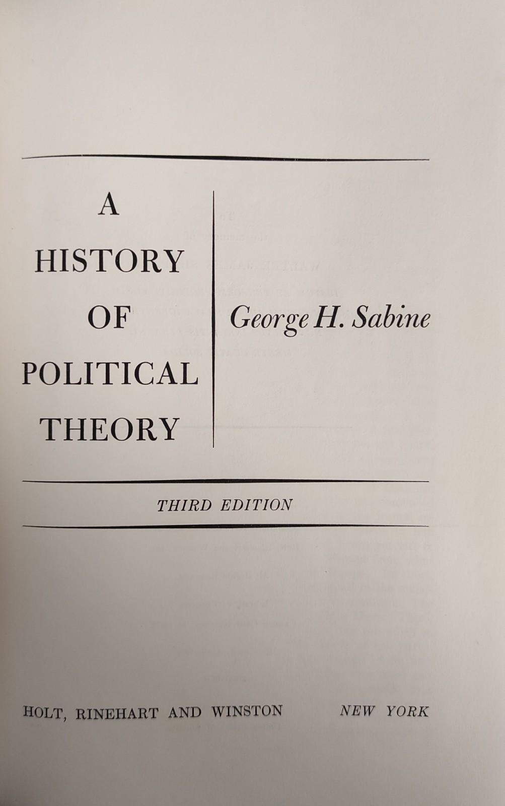 A HISTORY OF POLITICAL THEORY