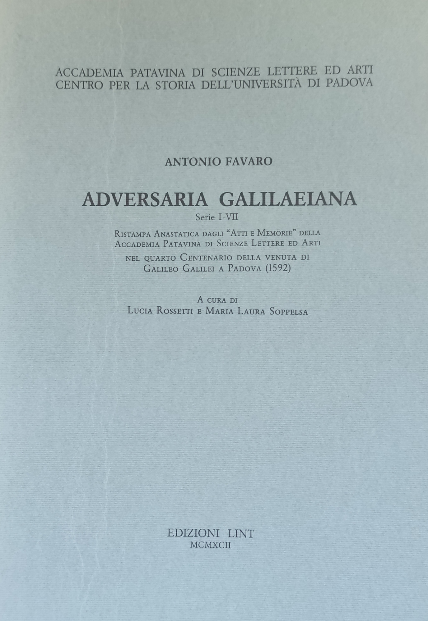 ADVERSARIA GALILAEIANA SERIE I-VII