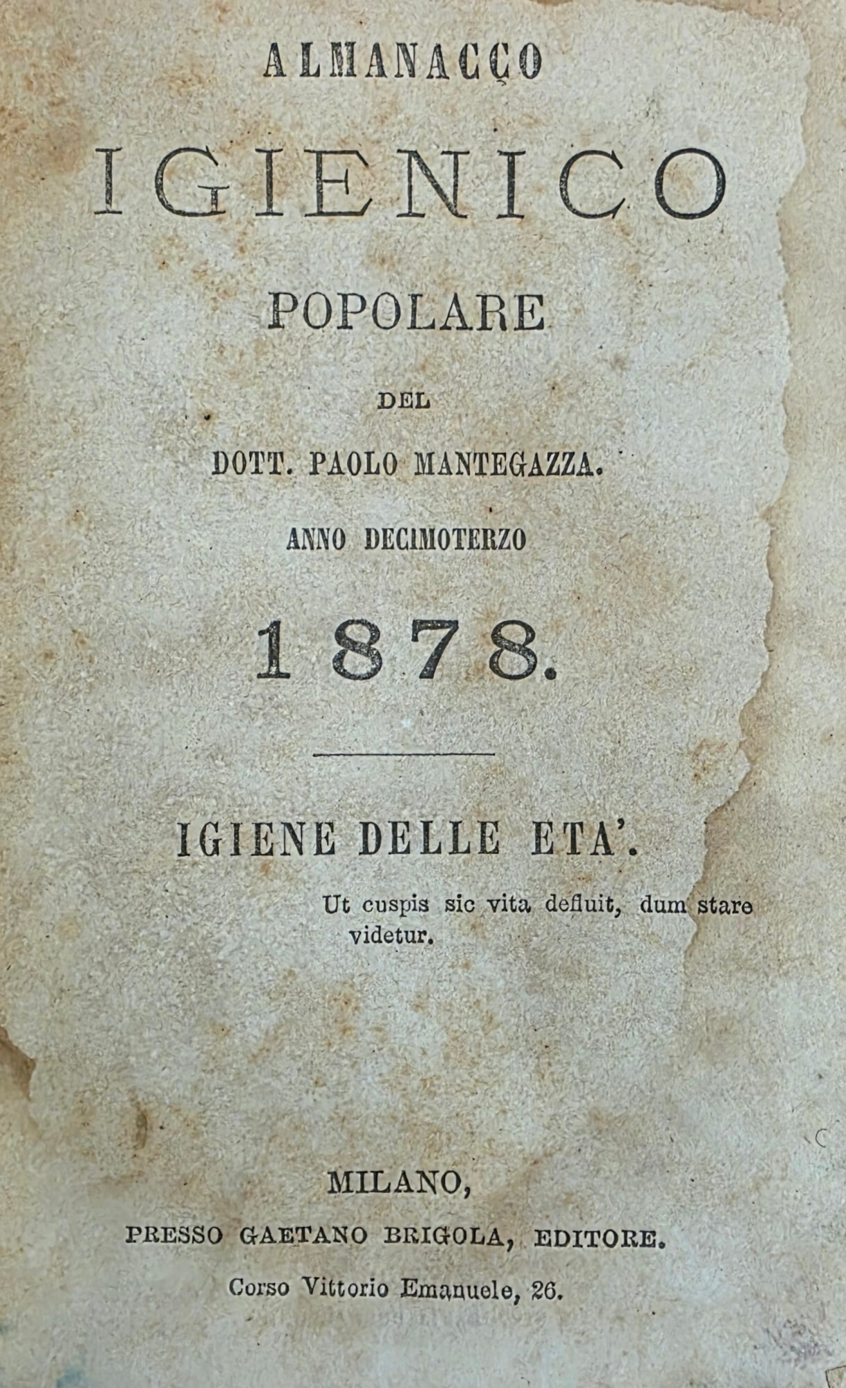 ALMANACCO IGIENICO POPOLARE. IGIENE DELLE ETÀ