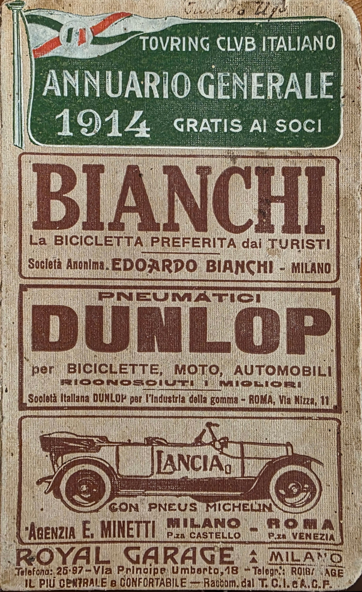 ANNUARIO GENERALE 1914. TOURING CLUB ITALIANO