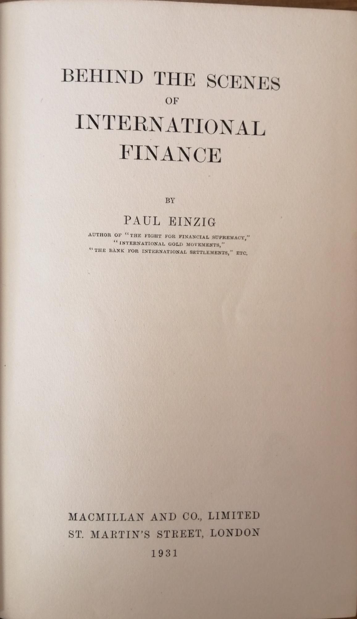 BEHIND THE SCENES OF INTERNATIONAL FINANCE