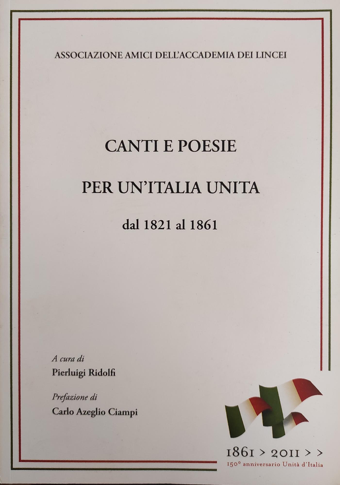 CANTI E POESIE PER UN'ITALIA DAL 1821 AL 1861