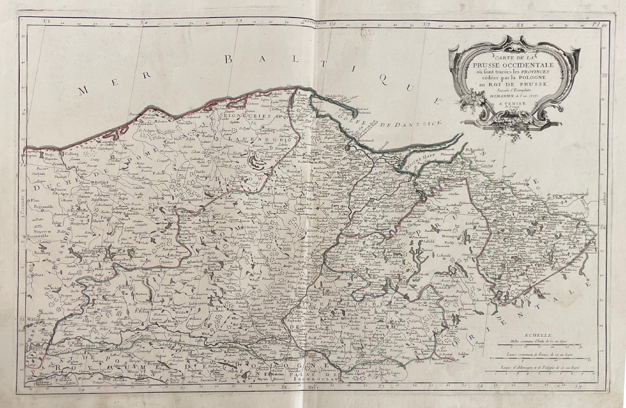 CARTE DE LA PRUSSE OCCIDENTALE OU SONT TRACEES LES PROVINCES …