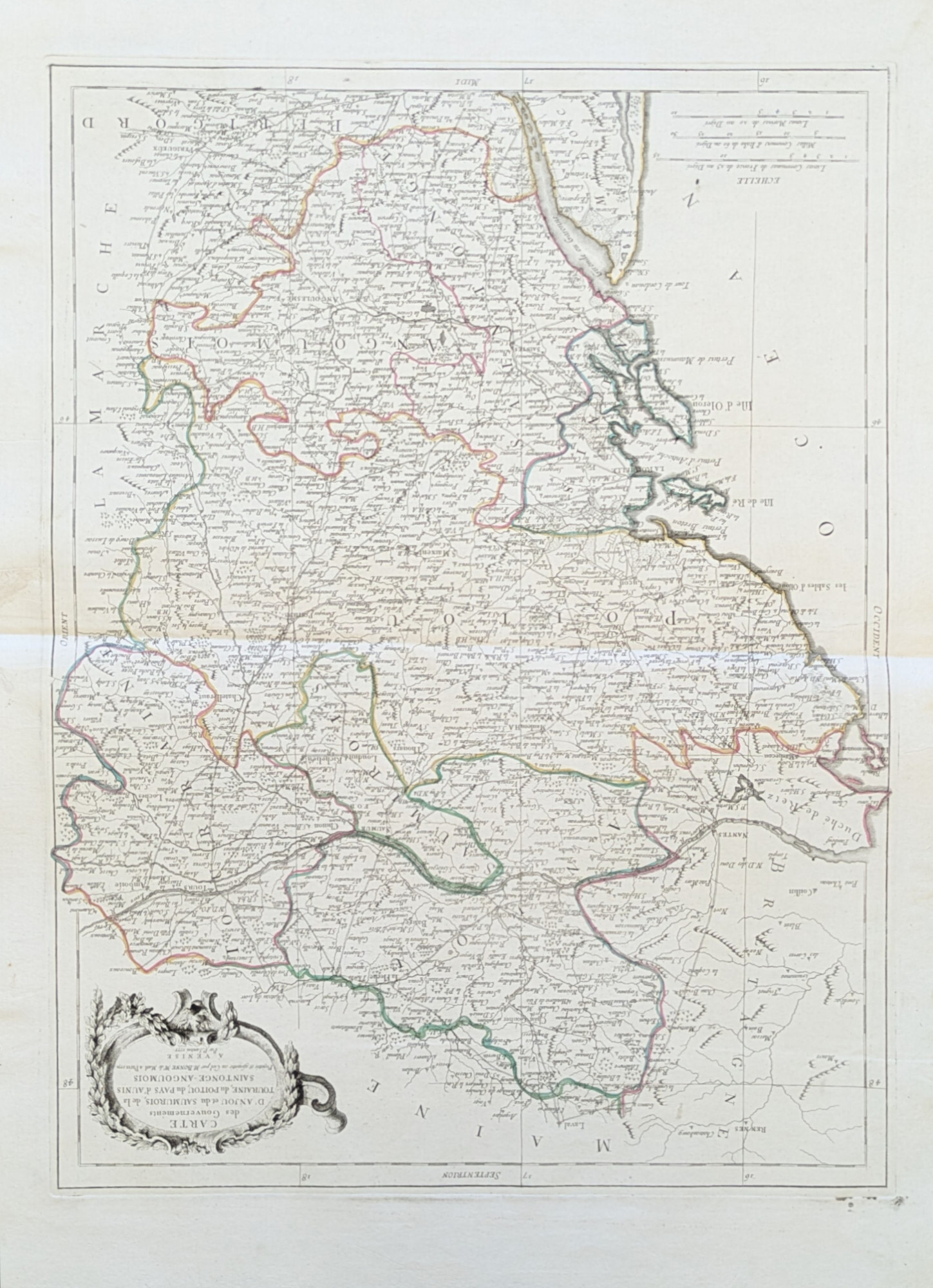 CARTE DES GOUVERNEMENTS D'ANJOU ET DU SAUMUROIS, DE LA TOURAINE, …