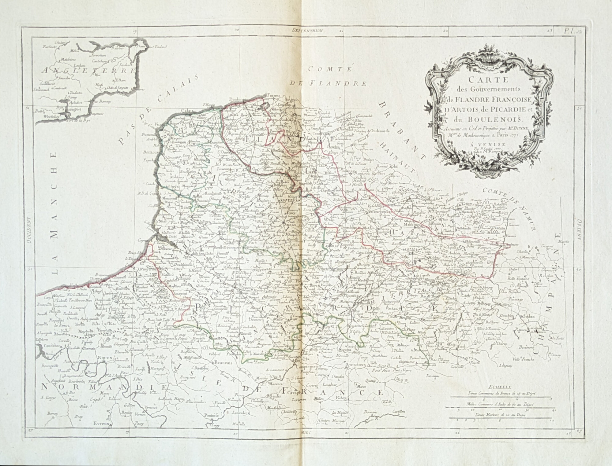 CARTE DES GOUVERNEMENTS DE FLANDRE FRANCOISE, D'ARTOIS, DE PICARDIE ET …