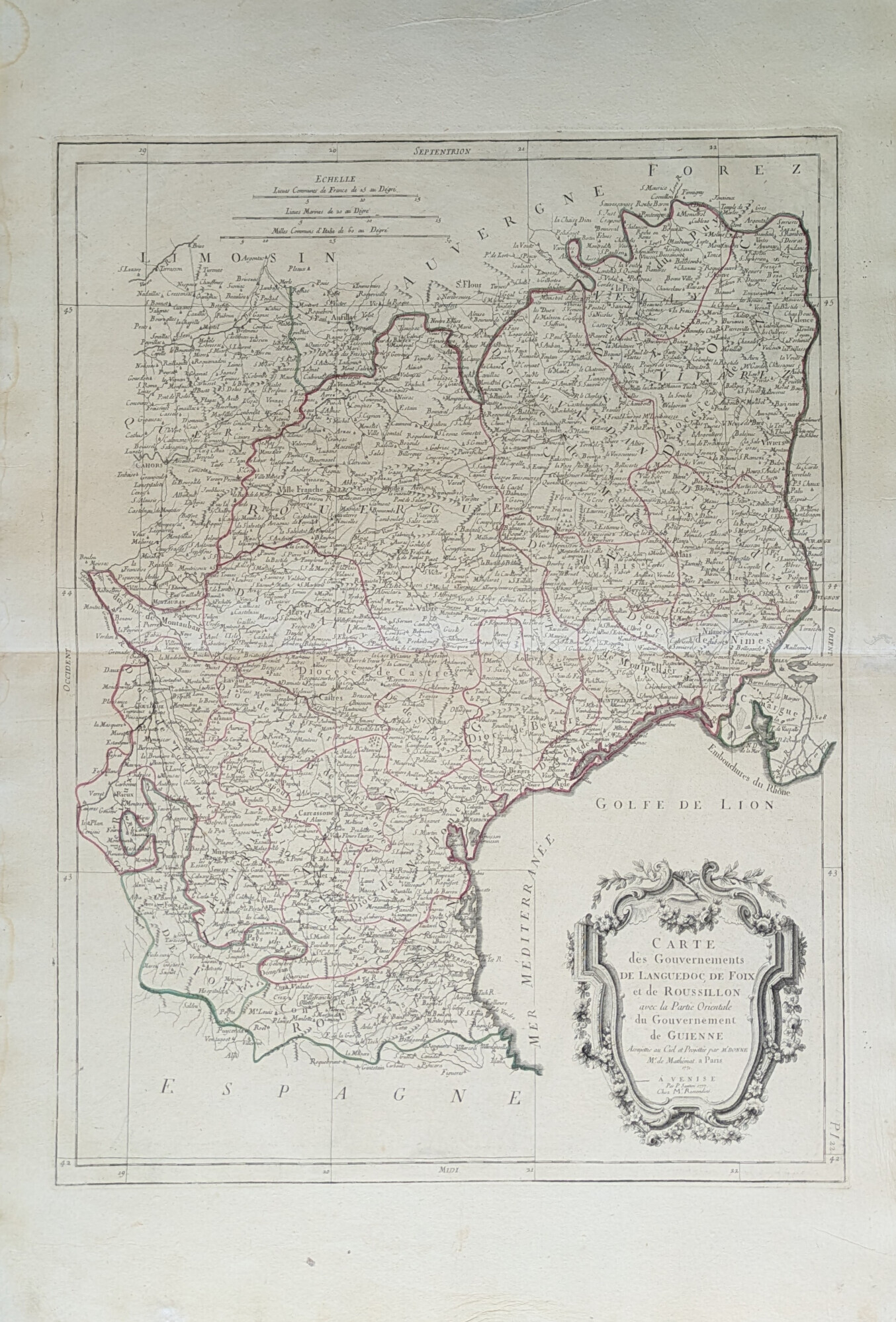 CARTE DES GOUVERNEMENTS DE LANGUEDOC, DE FOIX ET DE ROUSSILLON