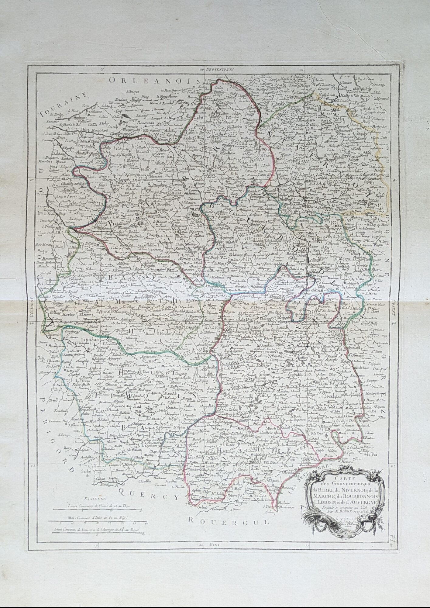CARTE DES GOUVERNEMENTS DU BERRI, DU NIVERNOIS, DE LA MARCHE, …