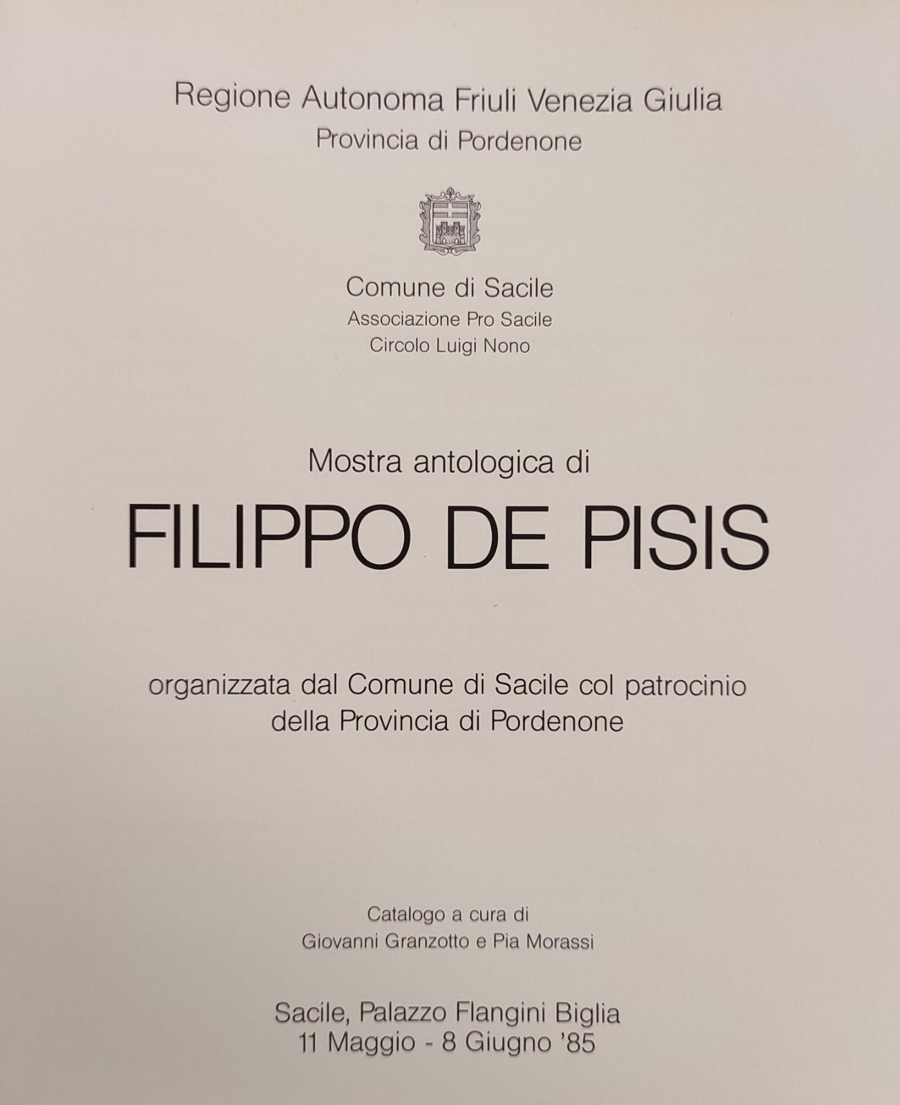 CATALOGO DELLA MOSTRA ANTOLOGICA DI FILIPPO DE PISIS