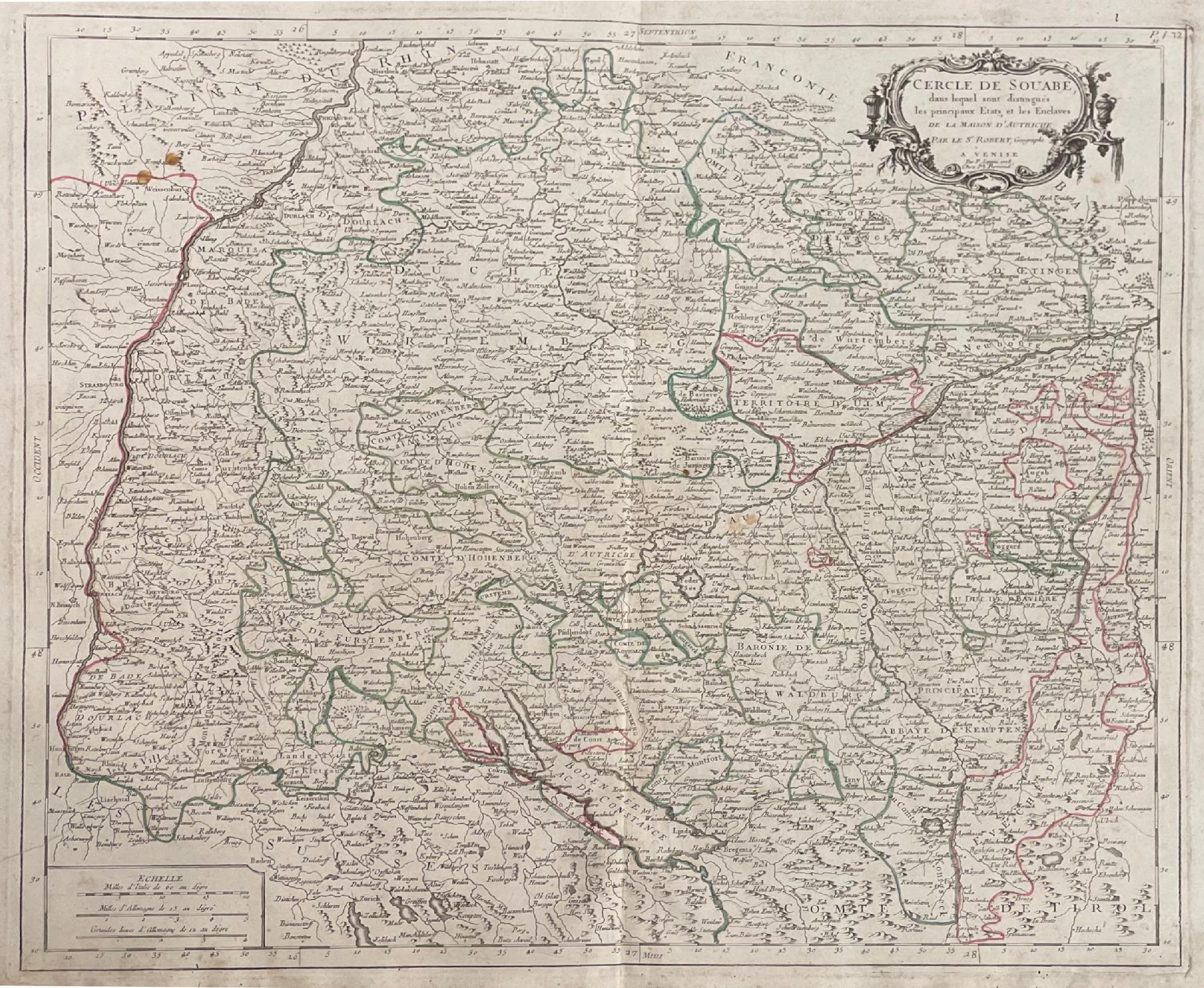 CERCLE DE SOUABE, DANS LEQUEL SONT DISTINGUES LES PRINCIPAUX ETATS …