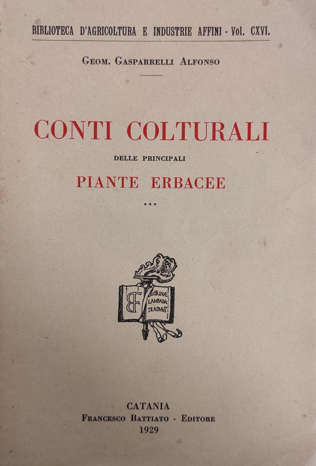 CONTI COLTURALI DELLE PRINCIPALI PIANTE ERBACEE