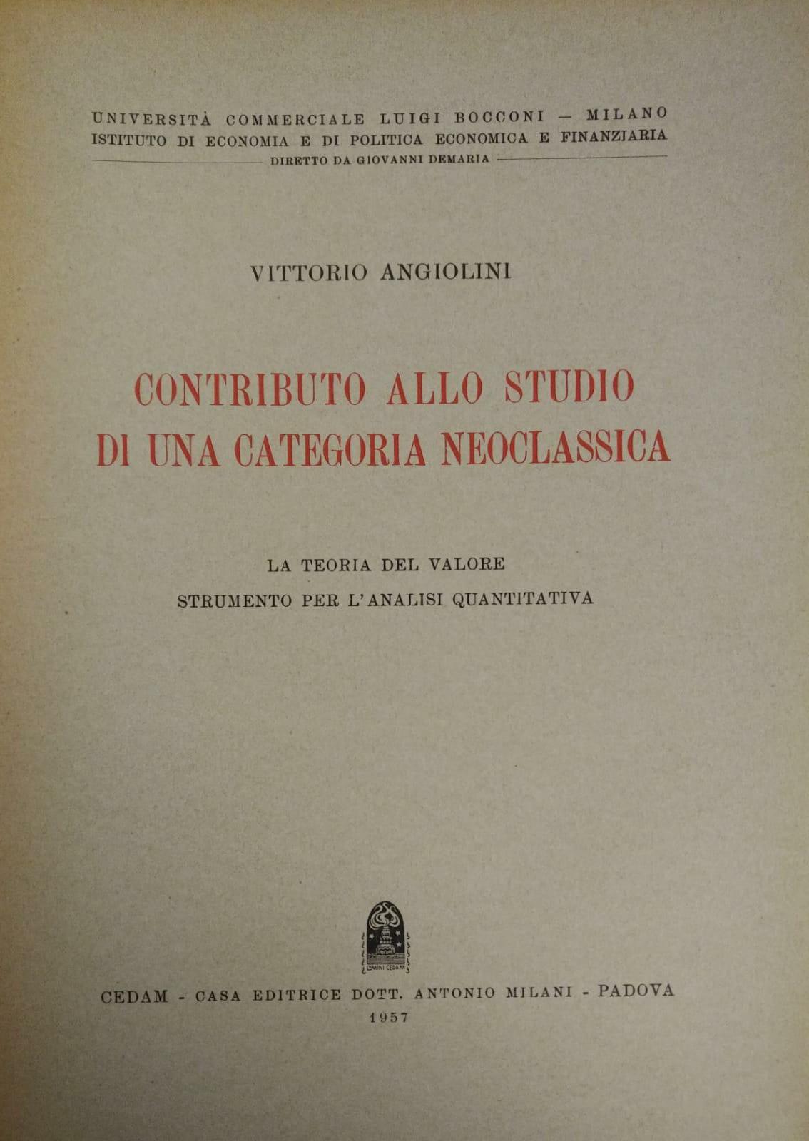 CONTRIBUTO ALLO STUDIO DI UNA CATEGORIA NEOCLASSICA. LA TEORIA DEL …