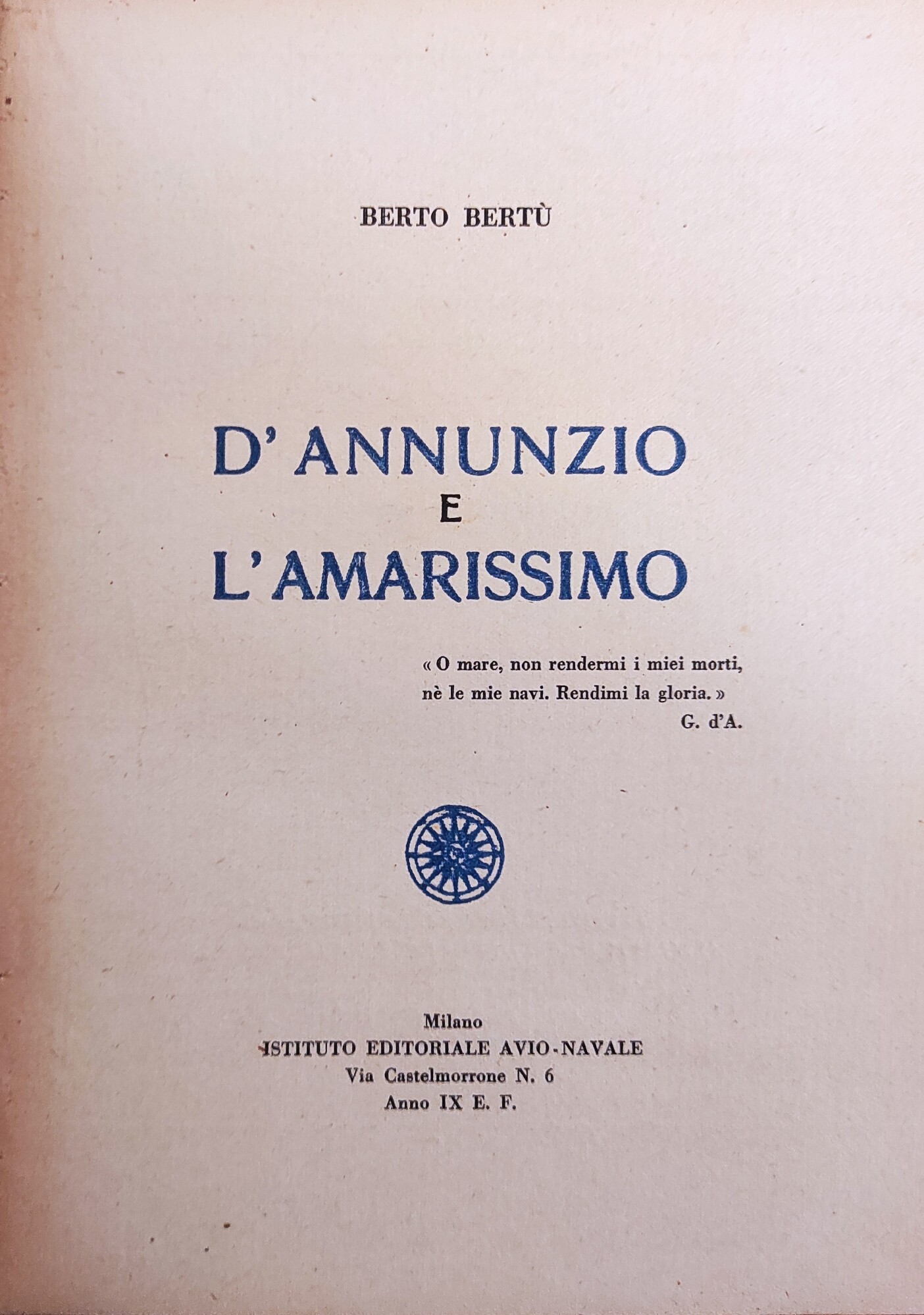 D'ANNUNZIO E L'AMARISSIMO