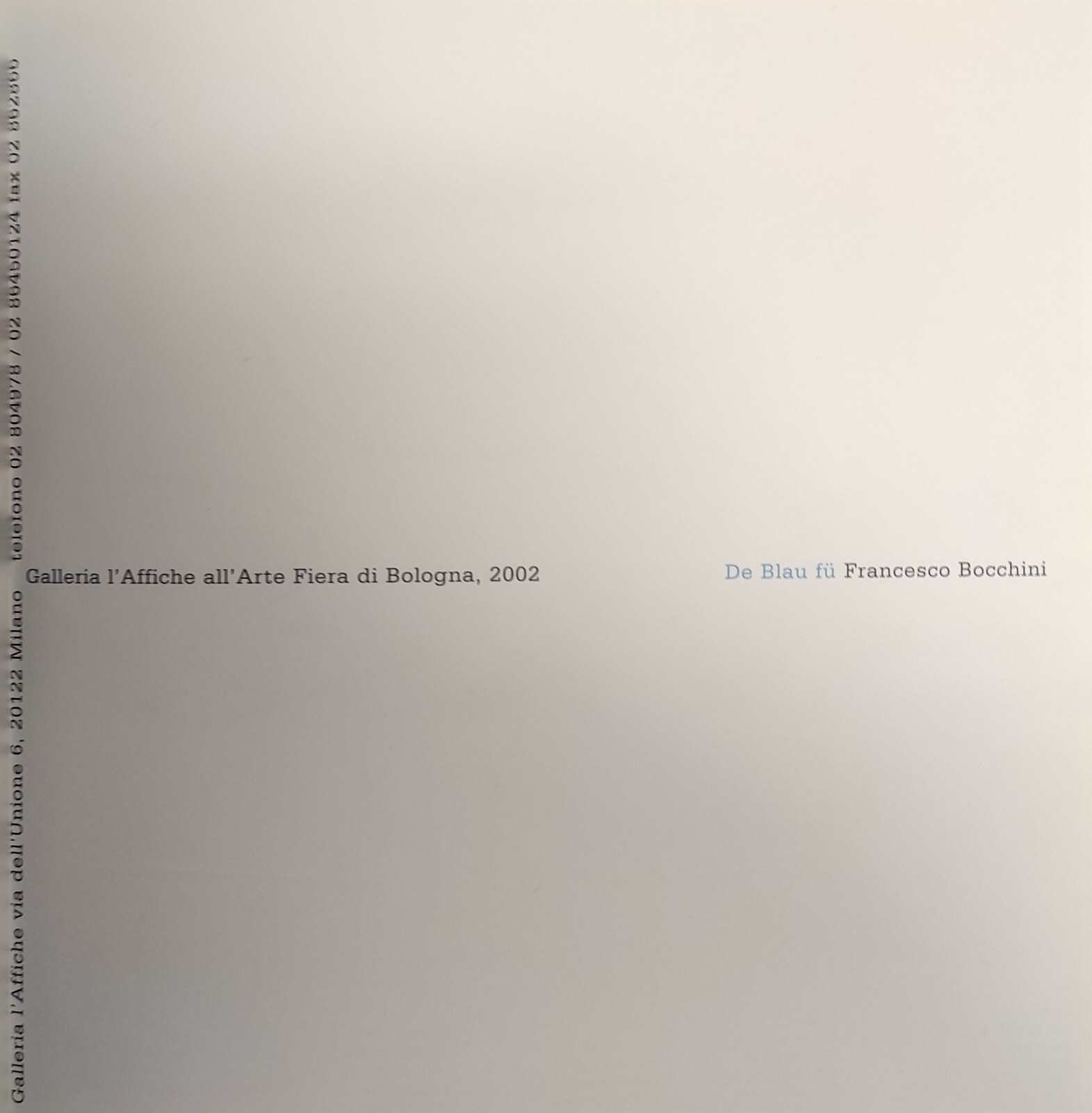 DE BLAU FU. FRANCESCO BOCCHINI