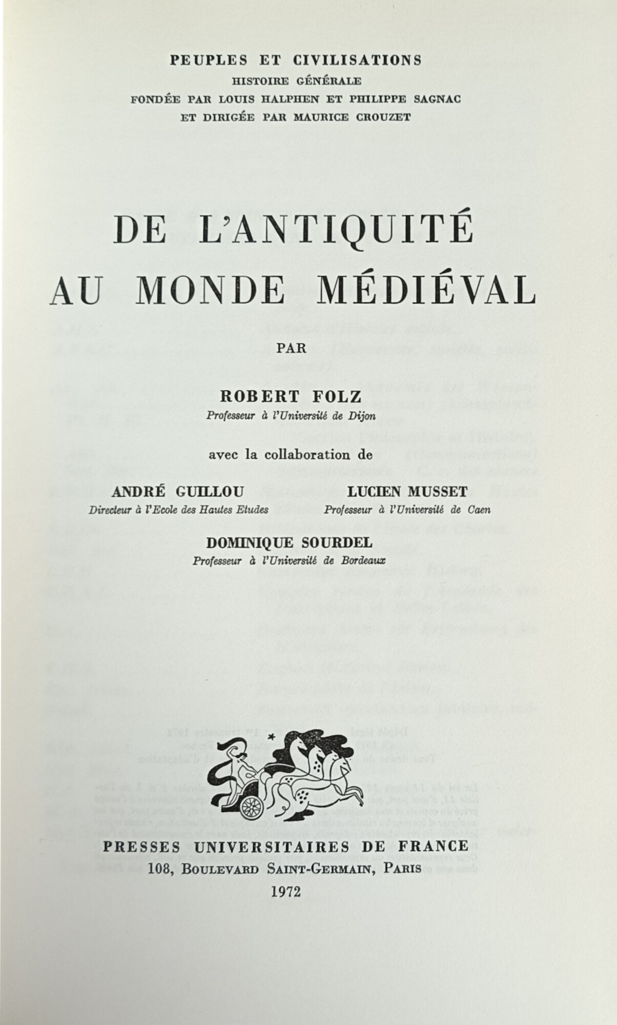 DE L'ANTIQUITE AU MONDE MEDIEVAL