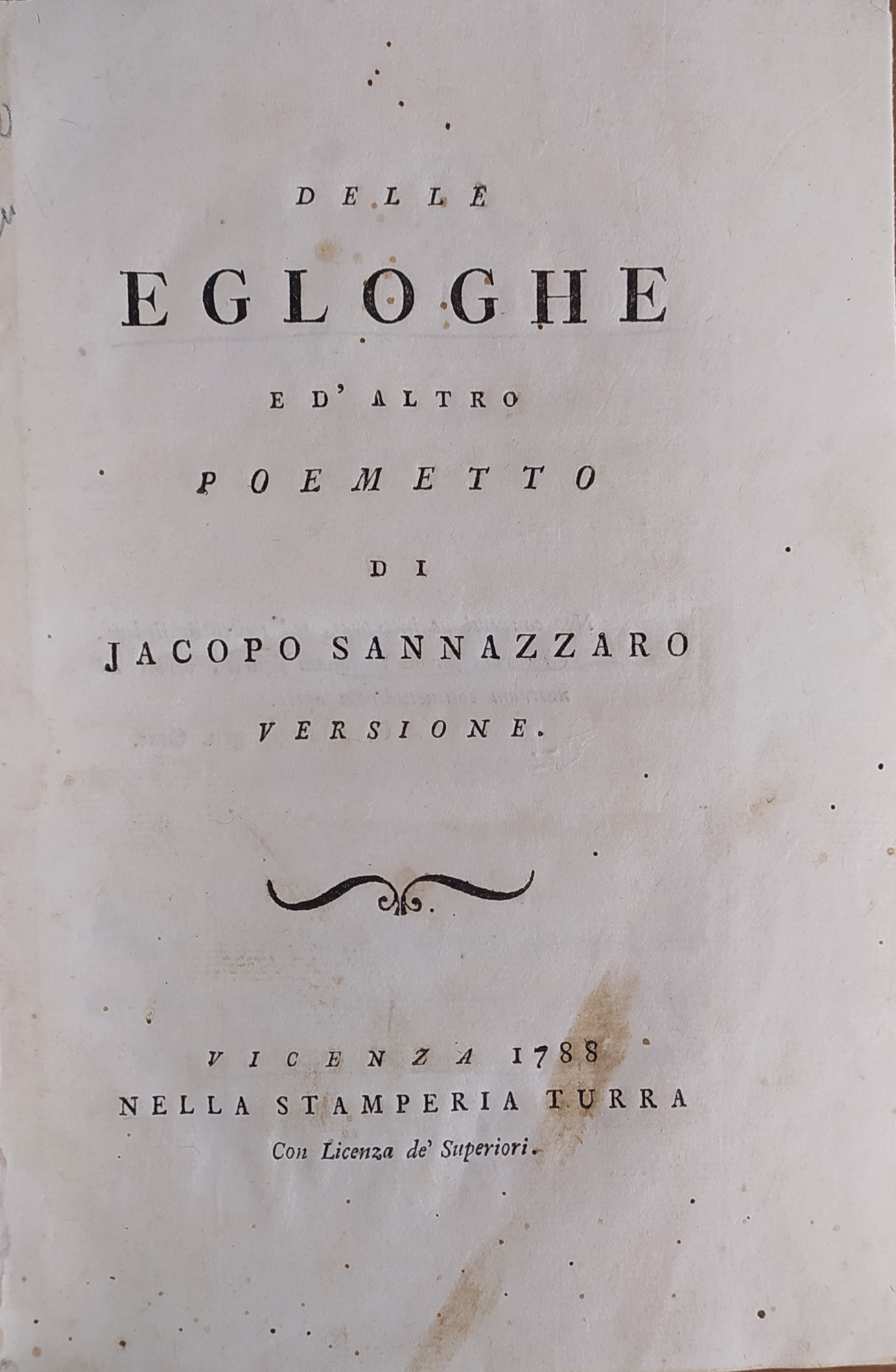 DELLE EGLOGHE E D'ALTRO POEMETTO
