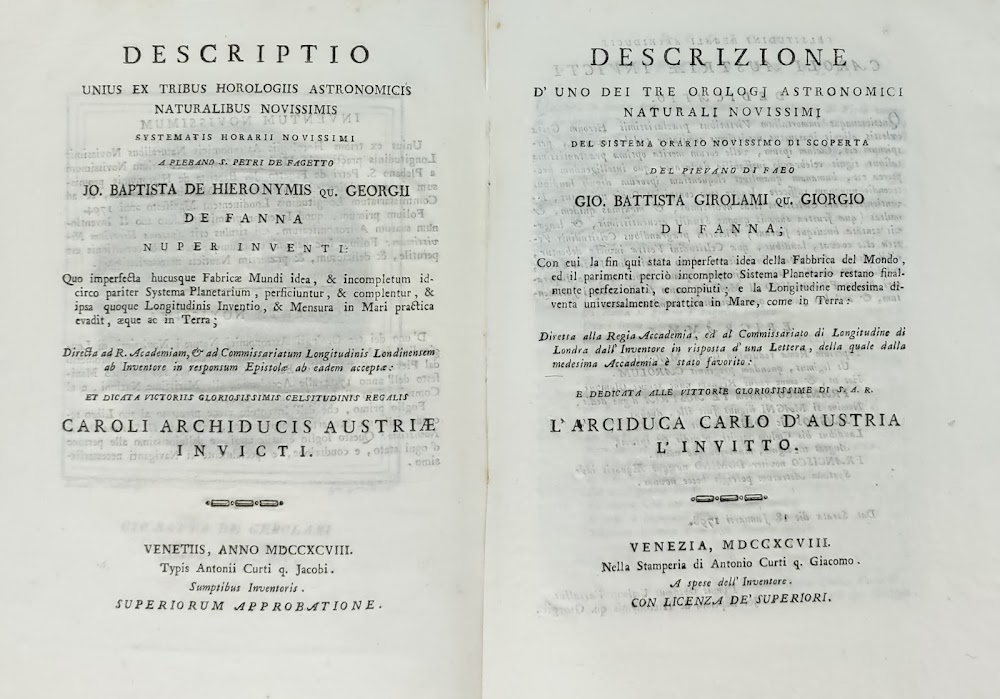 DESCRIZIONE D'UNO DEI TRE OROLOGI ASTRONOMICI NATURALI NOVISSIMI DEL SISTEMA …