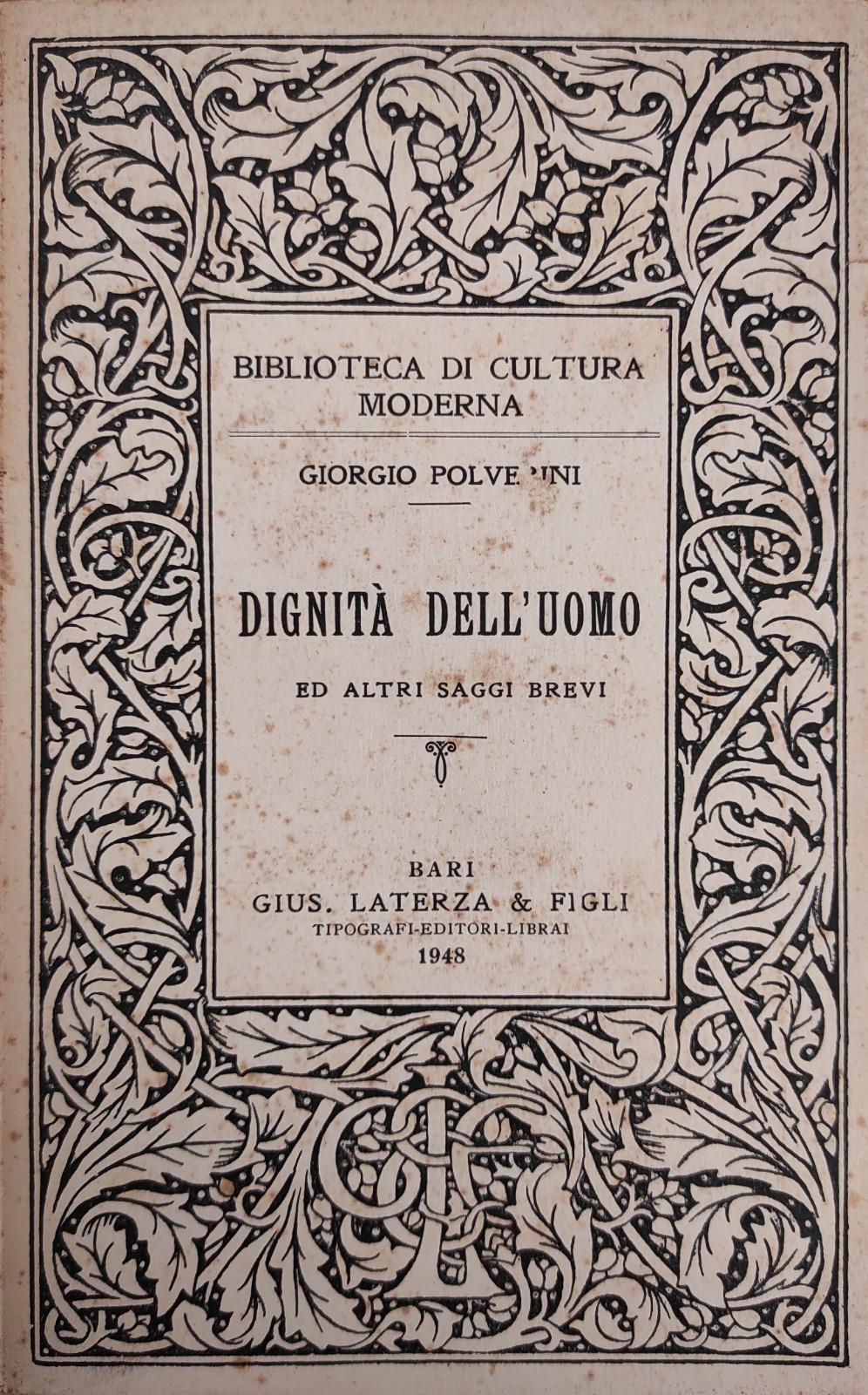 DIGNITÀ DELLUOMO ED ALTRI SAGGI BREVI