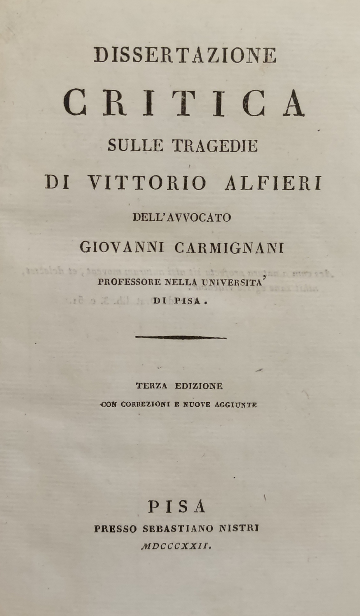 DISSERTAZIONE CRITICA SULLE TRAGEDIE DI VITTORIO ALFIERI